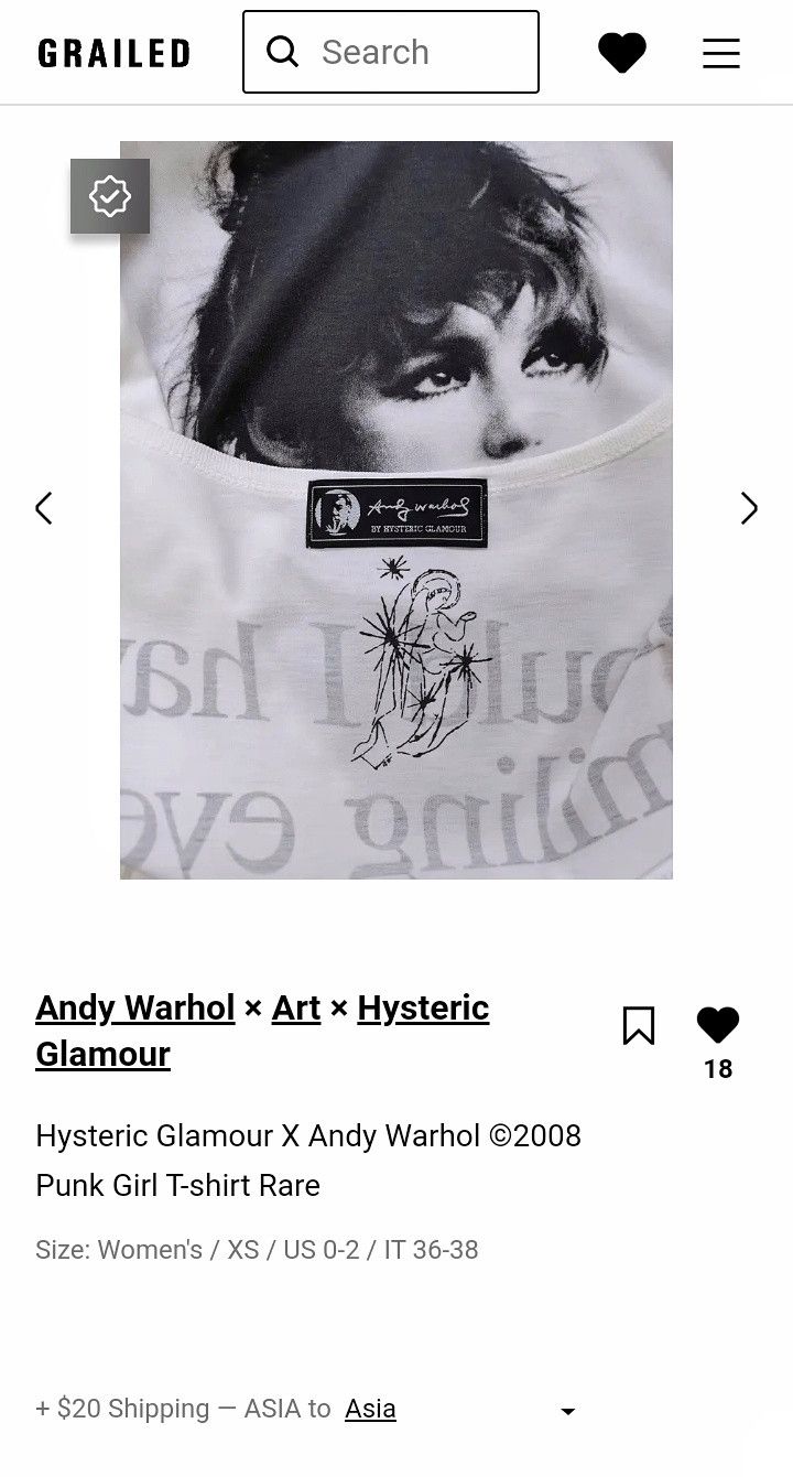 Andy Warhol × Hysteric Glamour Hysteric Glamour X Andy Warhol ©2008 Punk Girl T-shirt Rare Size XS / US 0-2 / IT 36-38 - 20 Thumbnail