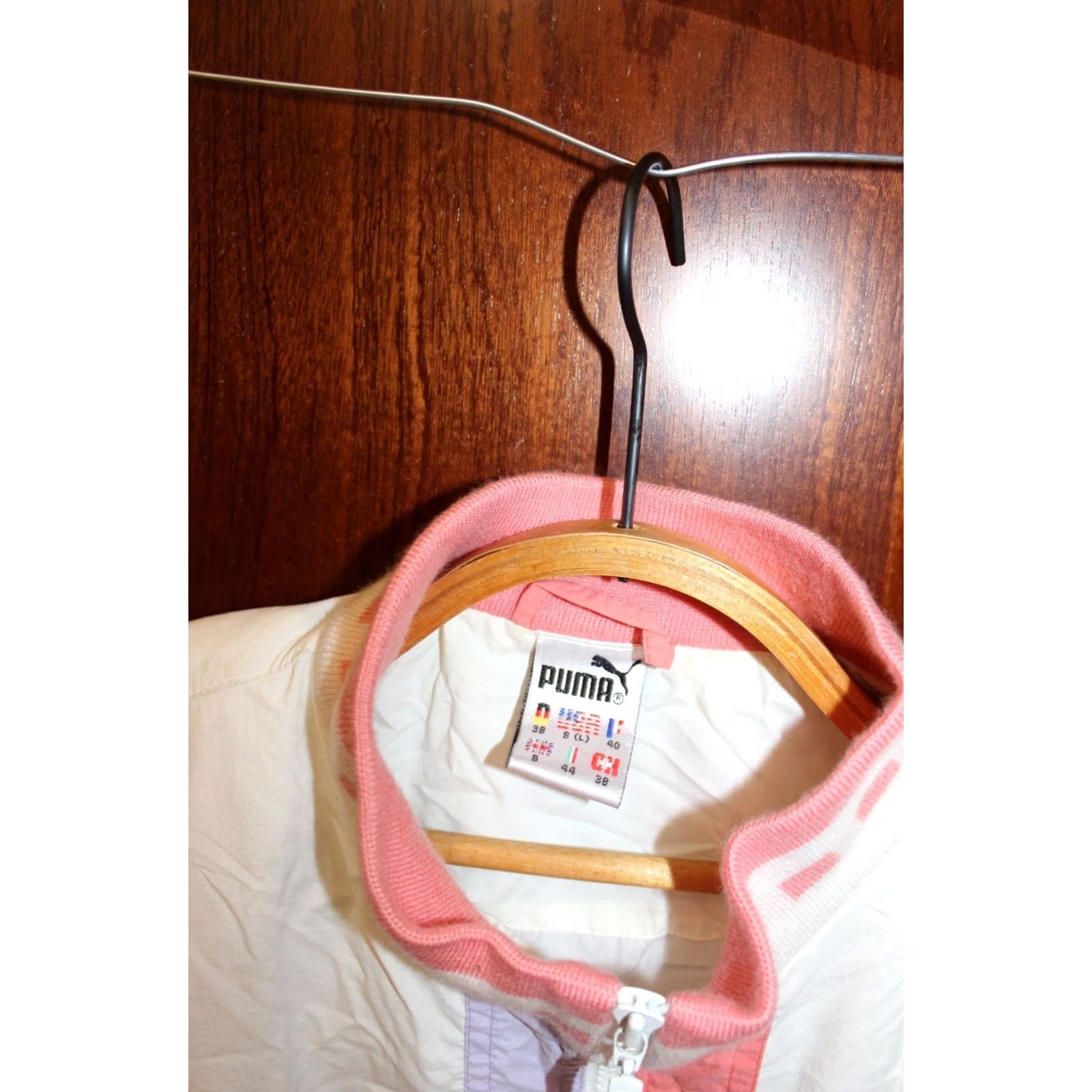 Puma VINTAGE Puma Davis Cup Jacket Women Tennis - Cotton - Size S - Creme/Pink/White - Long Sleeve - Zip Closure Size S / US 4 / IT 40 - 6 Thumbnail