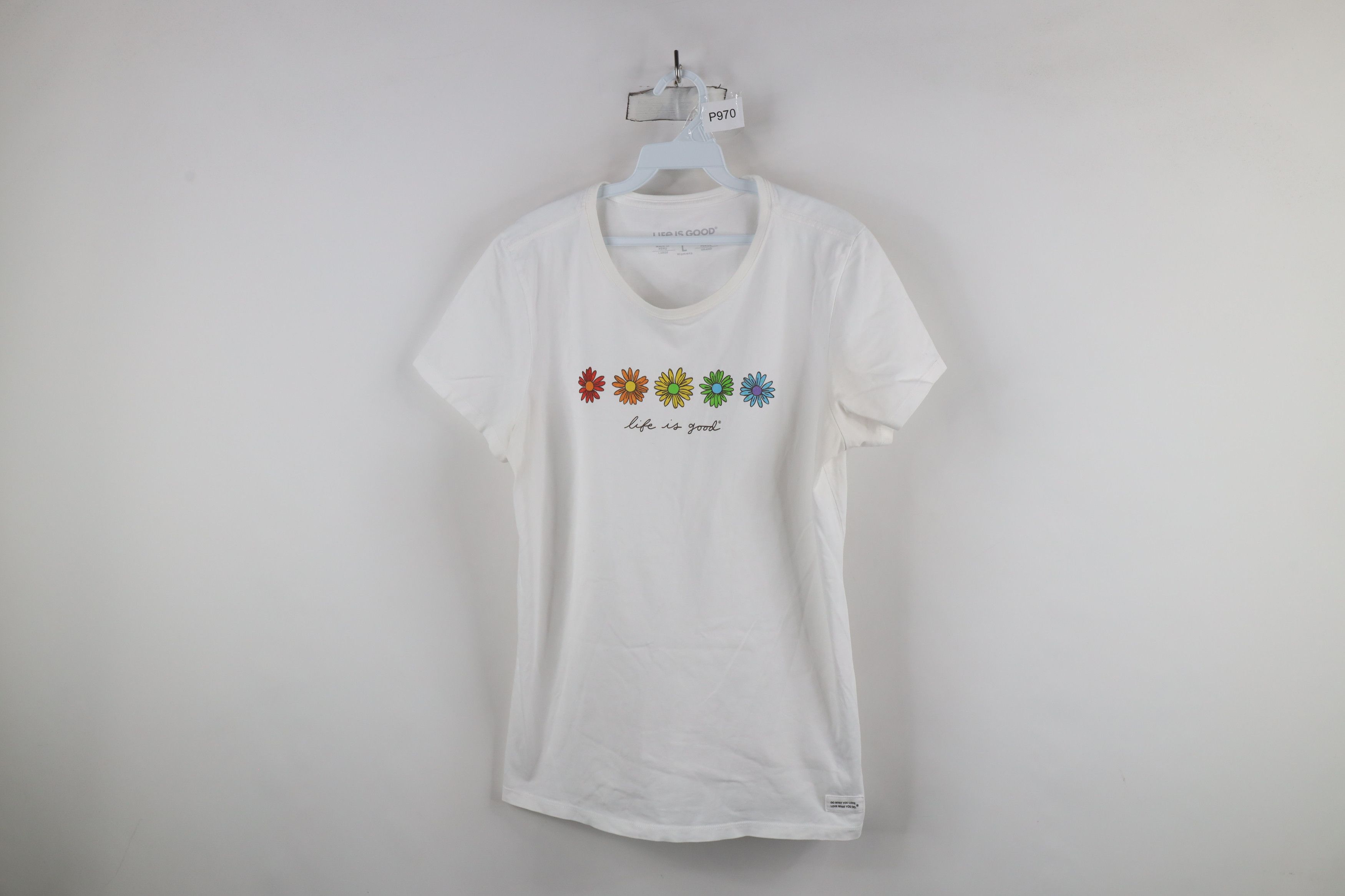 Life is Good × Vintage Life Is Good Crusher Rainbow Flower Short Sleeve T-Shirt Size L / US 10 / IT 46 - 1 Thumbnail