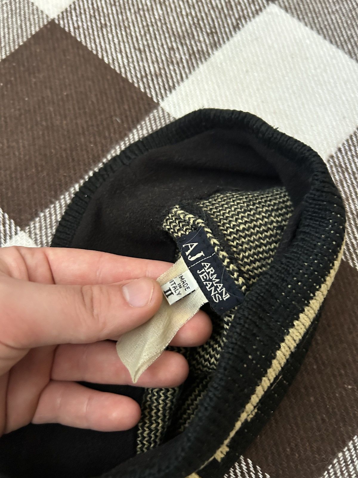 Armani × Vintage Vintage Armani Jeans big logo y2k beanie hats Size ONE SIZE - 4 Thumbnail