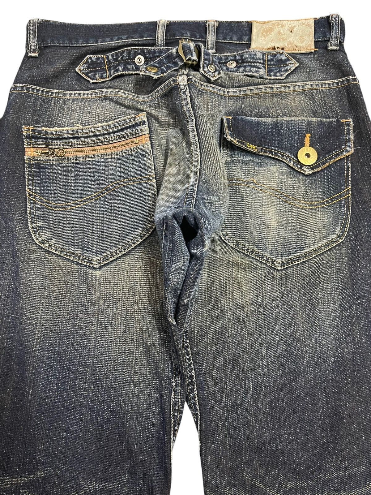 Lee Vintage Lee Cowboy Buckle Blue Wash Bleached Baggy Jeans Size US 34 / EU 50 - 4 Thumbnail