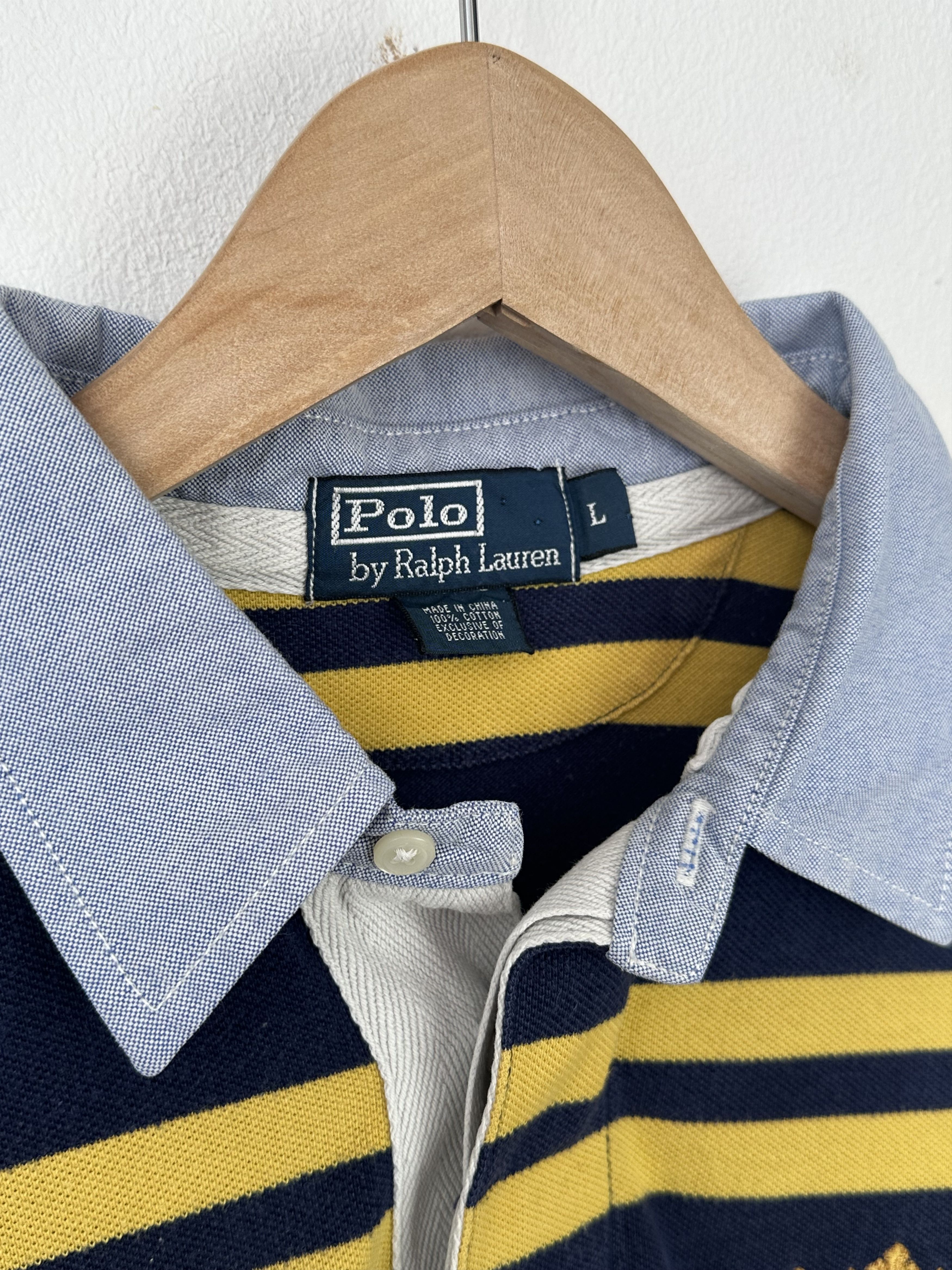 Polo Ralph Lauren × Ralph Lauren × Vintage Polo ralph lauren striped t-shirt polo rubgy 5 back print Size US L / EU 52-54 / 3 - 6 Thumbnail