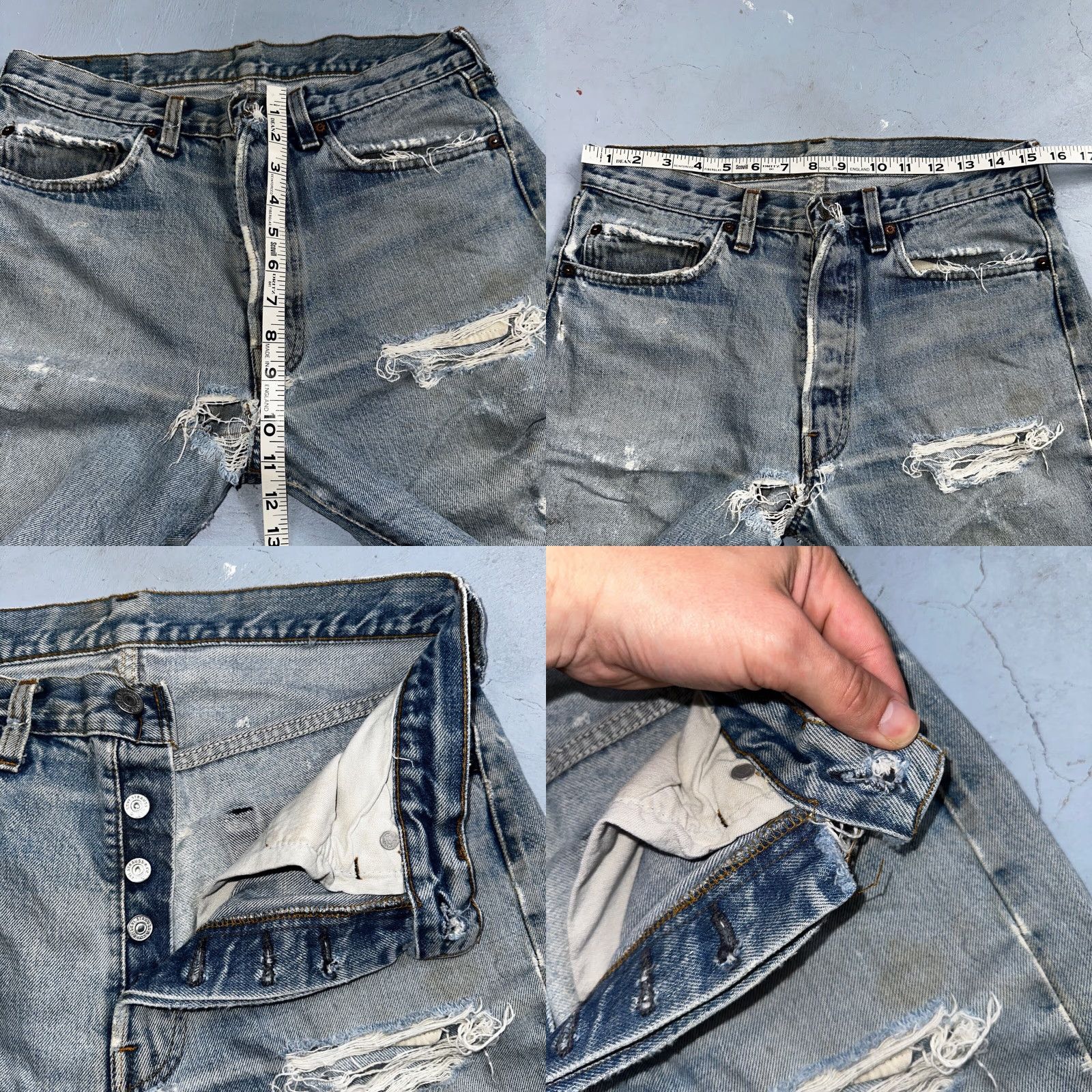 Levi's VINTAGE Levi's 501 Jeans 80s USA Redline Selvedge Thrashed 33x33 Act 31x30 Denim Blue Cotton Straight Mens Jeans 501 XX Size US 33 - 8 Thumbnail