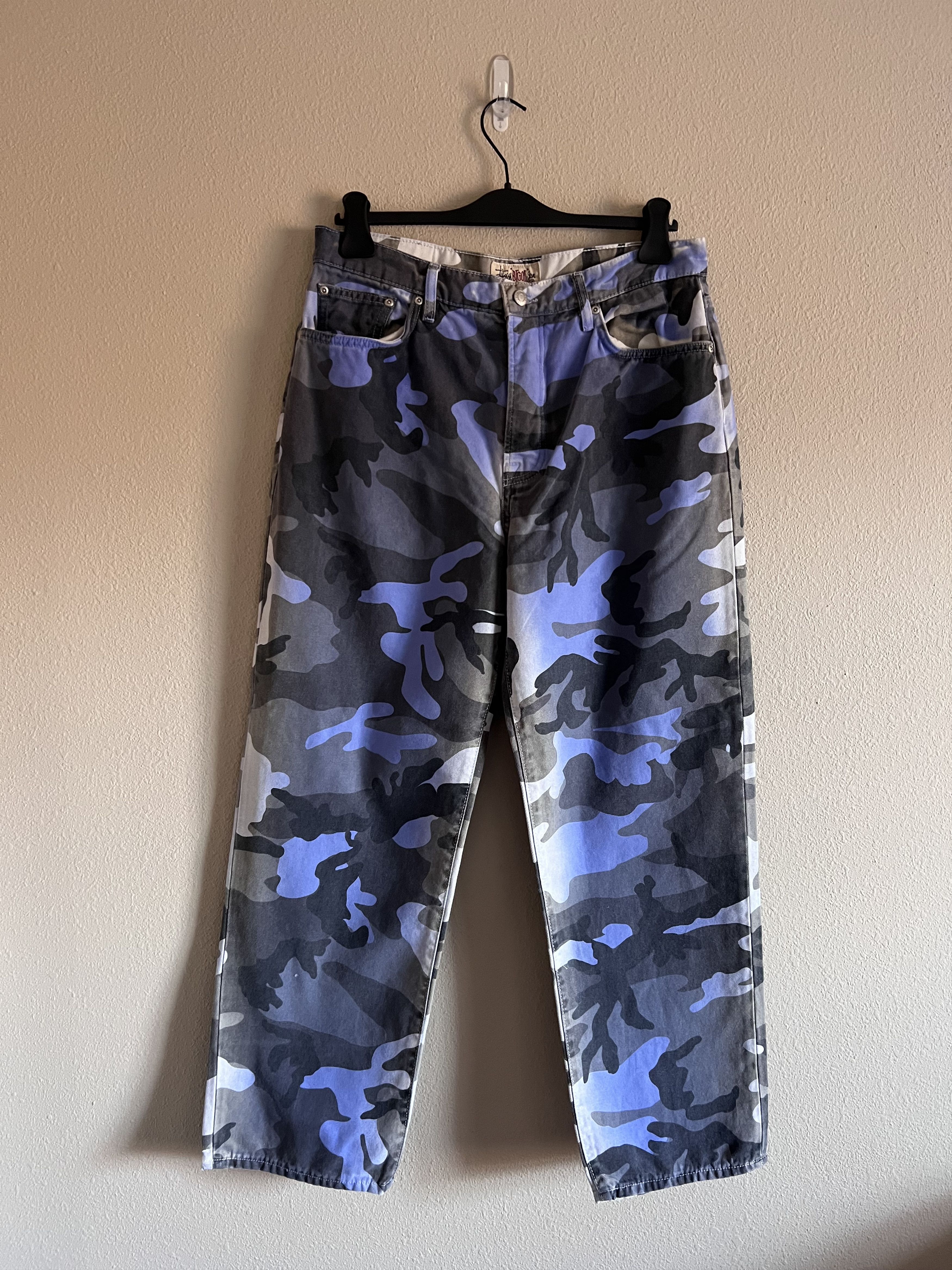 Stussy Stussy Spray Dye Canvas Big Ol Jeans in Blue Camo Grailed
