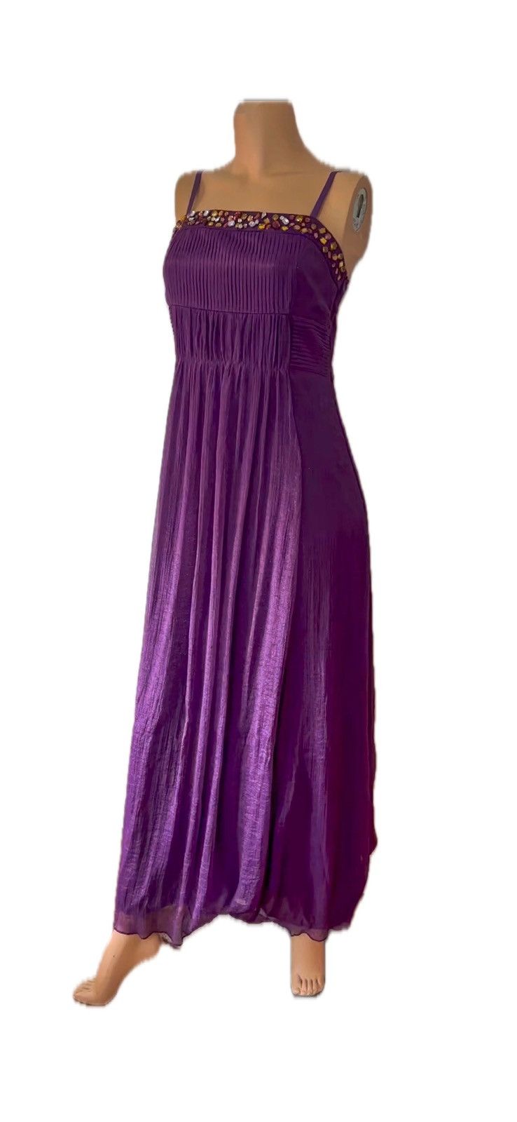 Other Vintage Beaded Metallic Princess Maxi Gown Slip Shawl 38 Size XS / US 0-2 / IT 36-38 - 4 Thumbnail