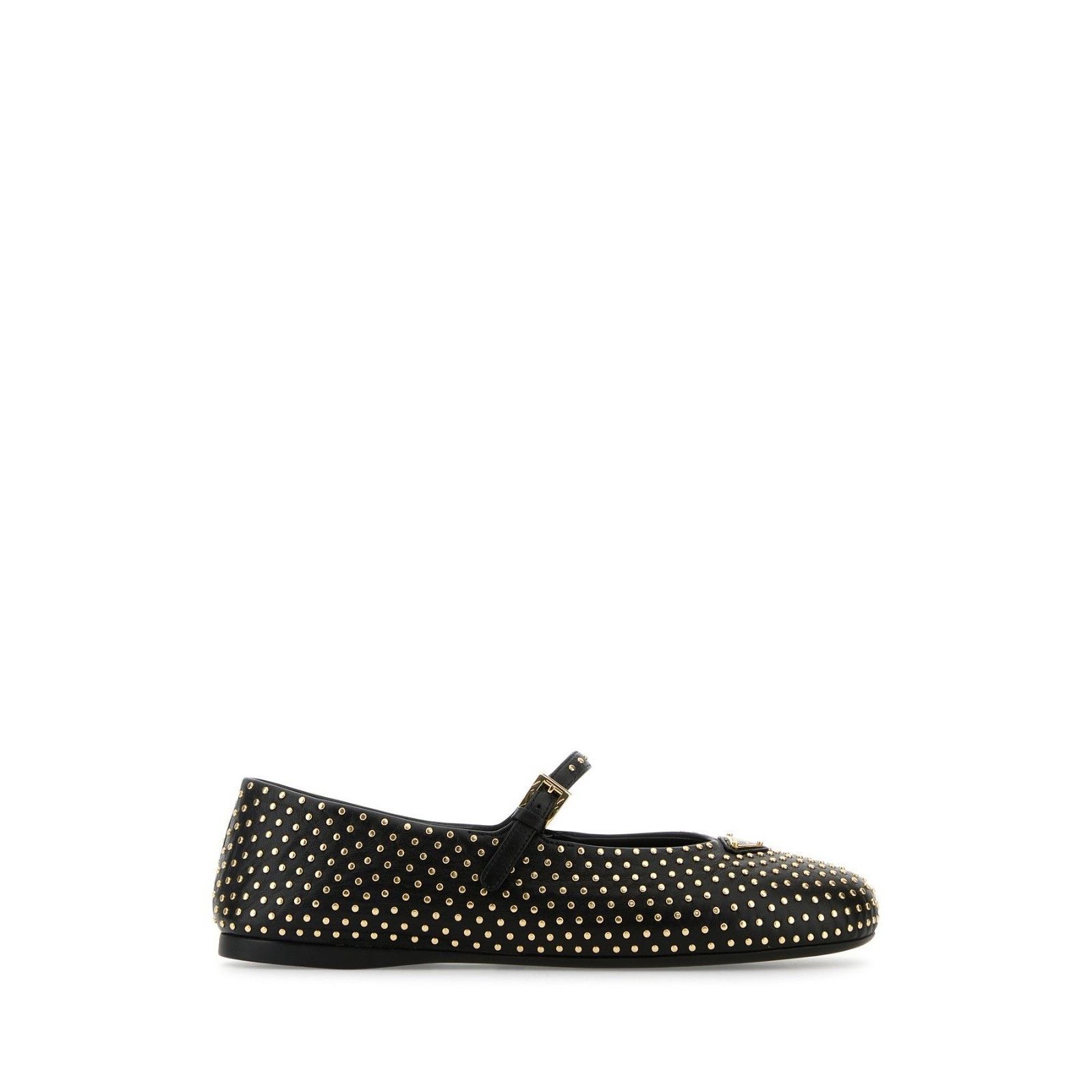 PRADA Black Nappa Leather With Crystals Ballerinas New & Aut