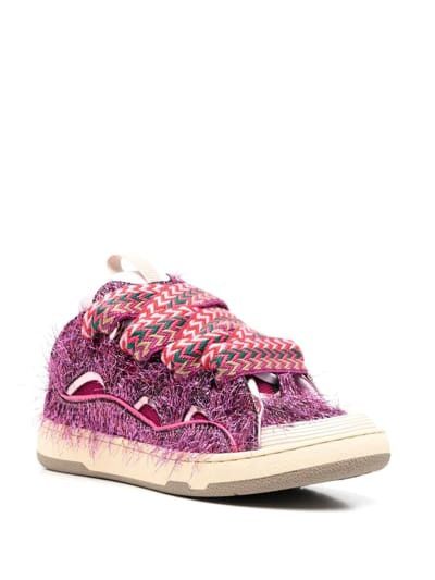 Lanvin o1w1db11024 Lurex Curb Metallic Sneakers in Pink Size US 10 / EU 43 - 2 Thumbnail