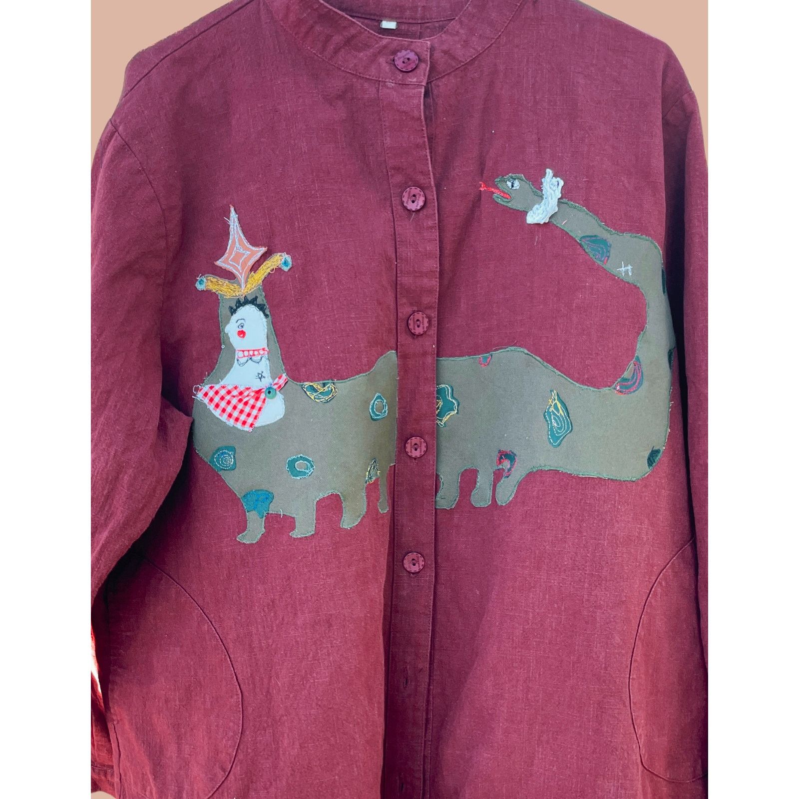Handmade XXL Upcycled Oversized Shirt | Boho Maximalist Reworked Size XXL / US 16-18 / IT 52-54 - 1 Thumbnail