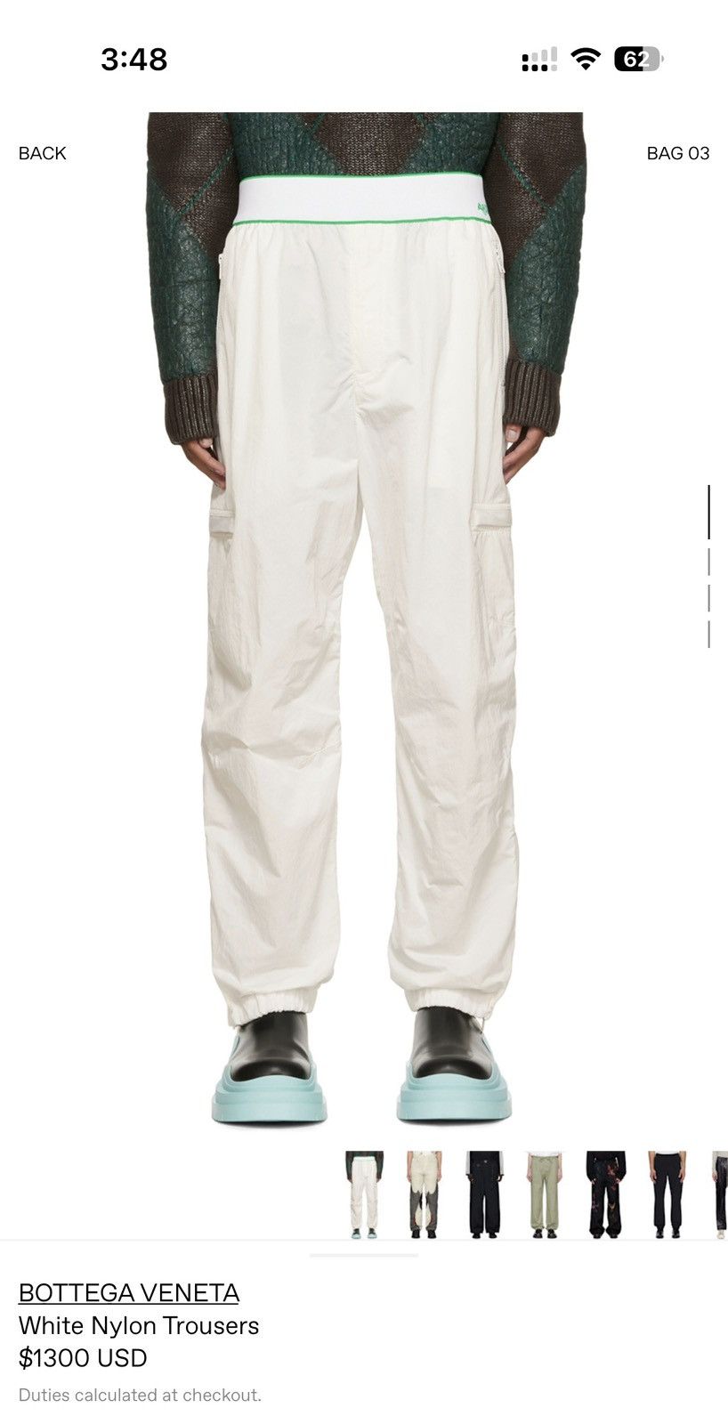 Bottega Veneta White paper nylon trousers pants Size US 30 / EU 46 - 1 Thumbnail