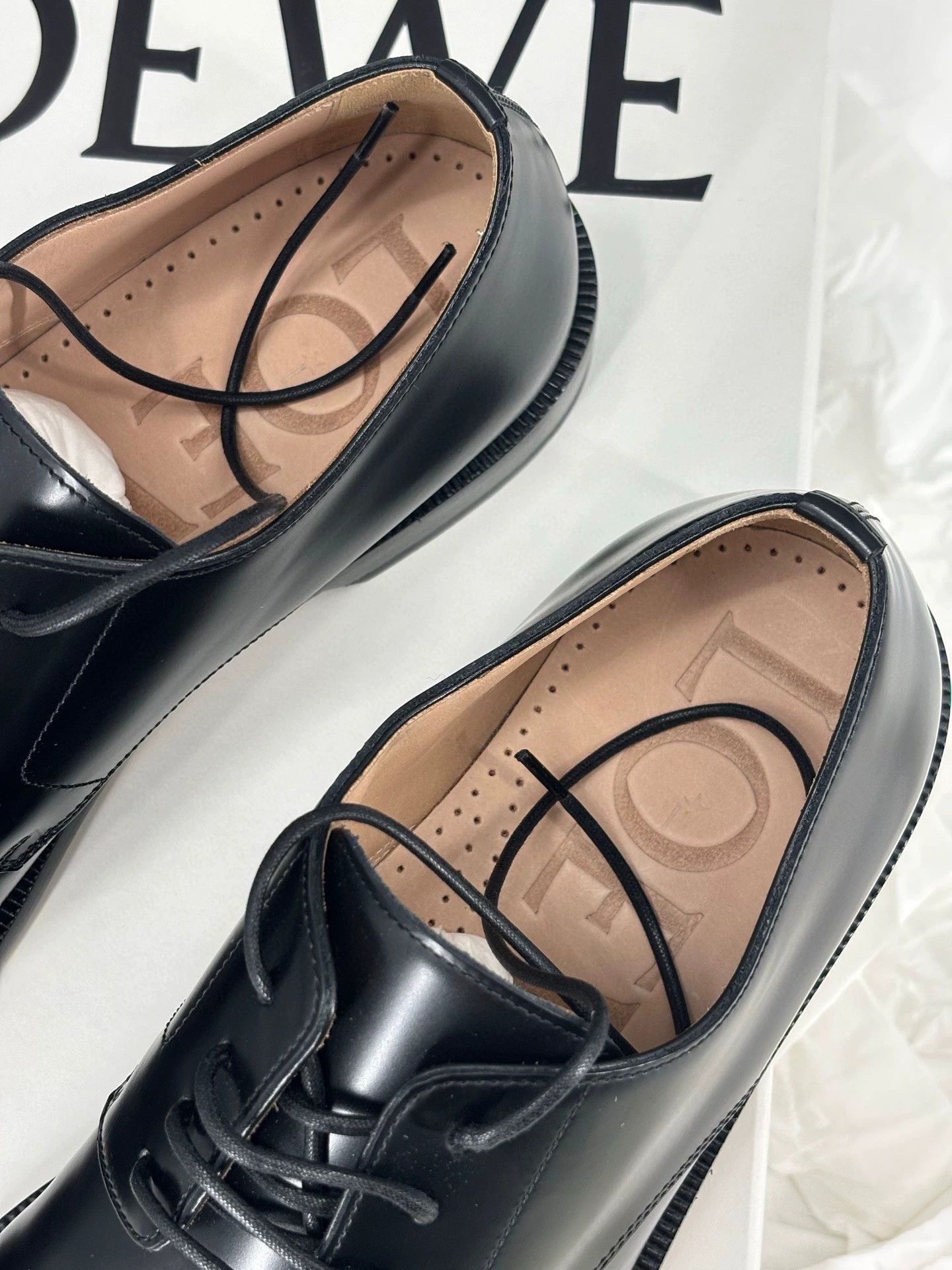 Loewe Loewe Black Leather Campo Shoes for Men Size US 8.5 / EU 41-42 - 3 Thumbnail