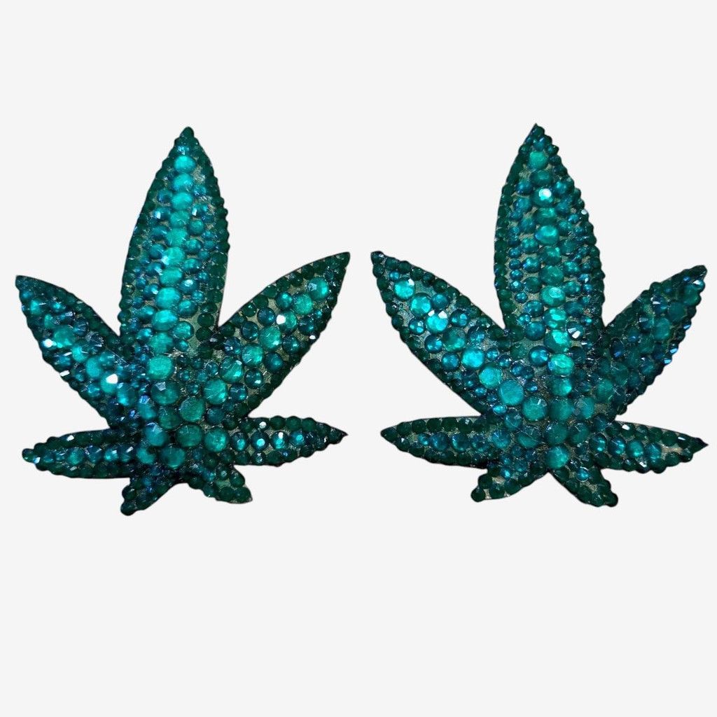Handmade Green Mary Jane Acrylic Rhinestone Pasties in a Size 2 3/4" Size ONE SIZE - 1 Thumbnail