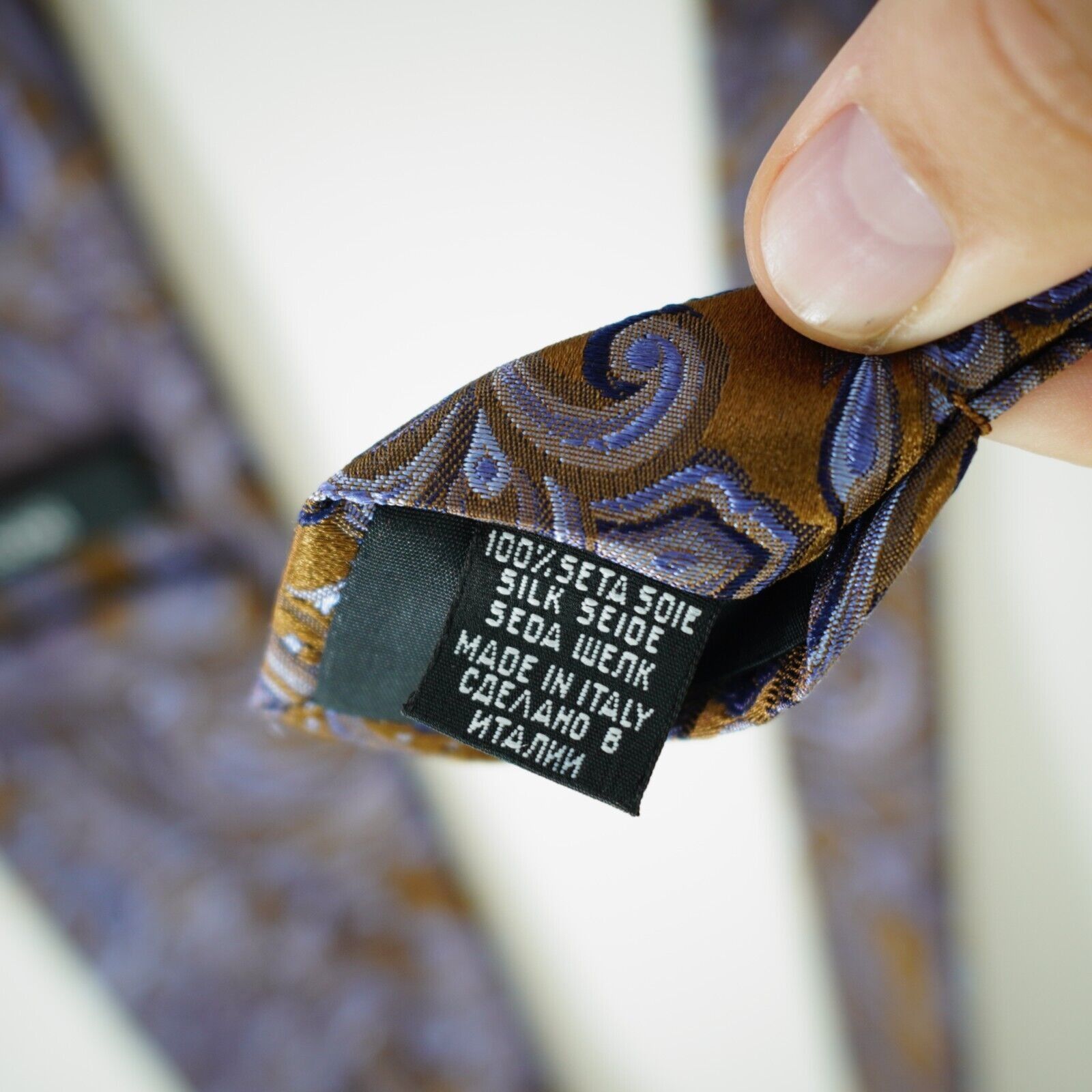 Hugo Boss Boss Hugo Boss Brown Blue Paisley Floral Woven Silk Tie Size ONE SIZE - 4 Thumbnail