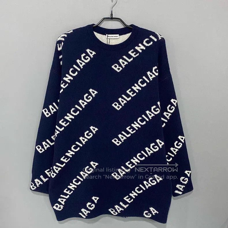 Balenciaga Balenciaga Barrage print logo knit sweater Size US L / EU 52-54 / 3 - 1 Thumbnail