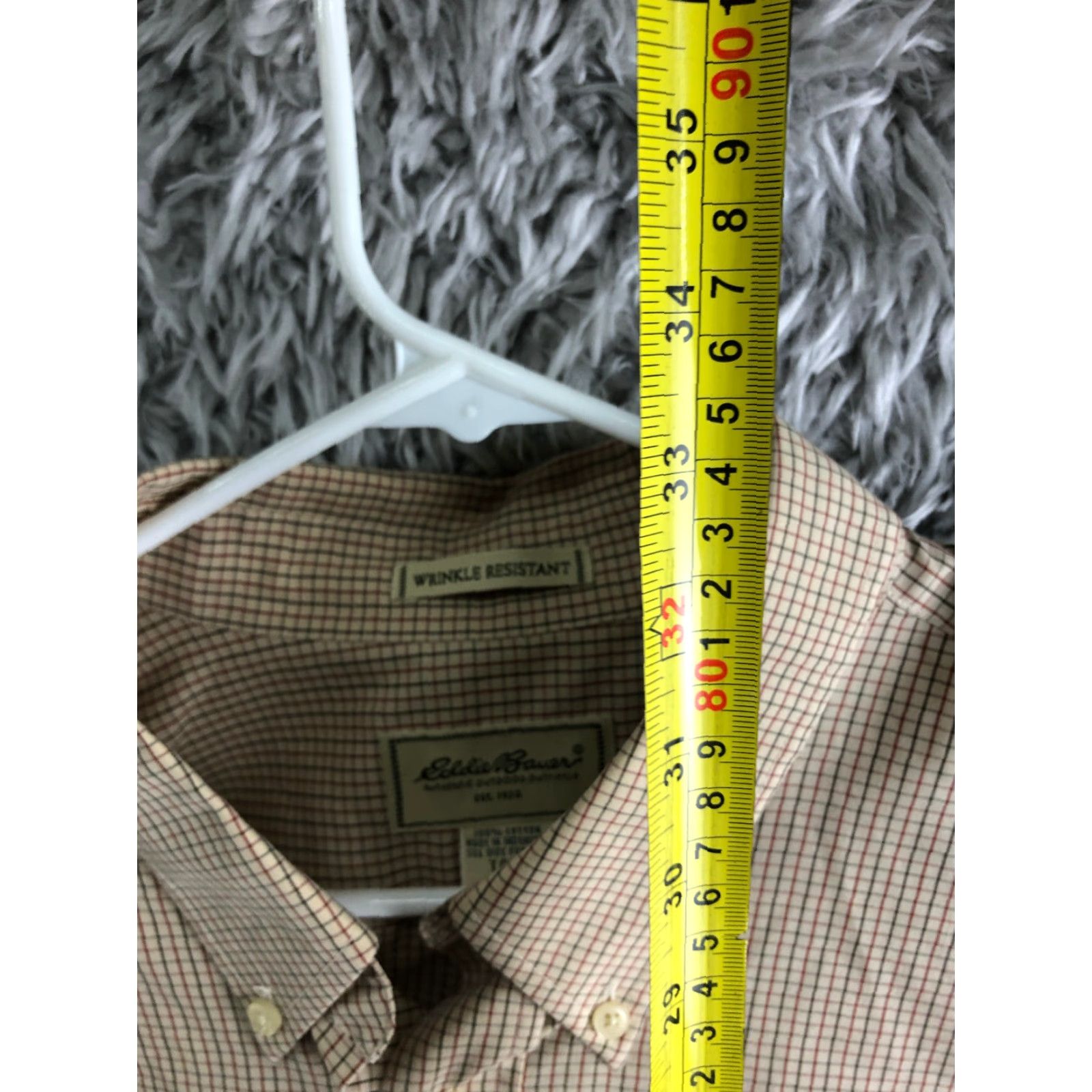 Eddie Bauer Eddie Bauer Shirt Button-Down Plaid Beige Long Sleeve XLT Mens Size US XL / EU 56 / 4 - 5 Thumbnail