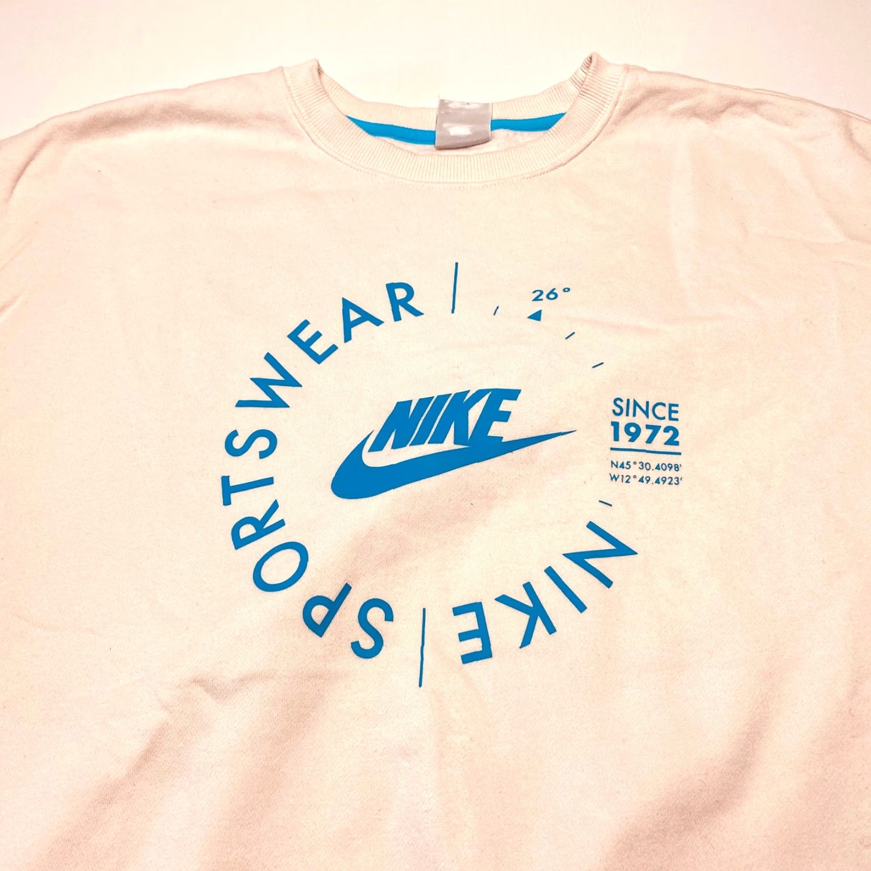 Nike VINTAGE NIKE Oversized Sweatshirt Women's XL Fleece FD4234-700 Cream Blue Logo 7593 Size XL / US 12-14 / IT 48-50 - 5 Thumbnail