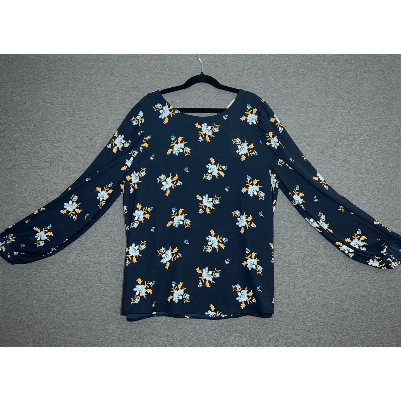 Loft LOFT | Women's Navy Blue Floral Blouse | NWT | Small Size S / US 4 / IT 40 - 1 Thumbnail