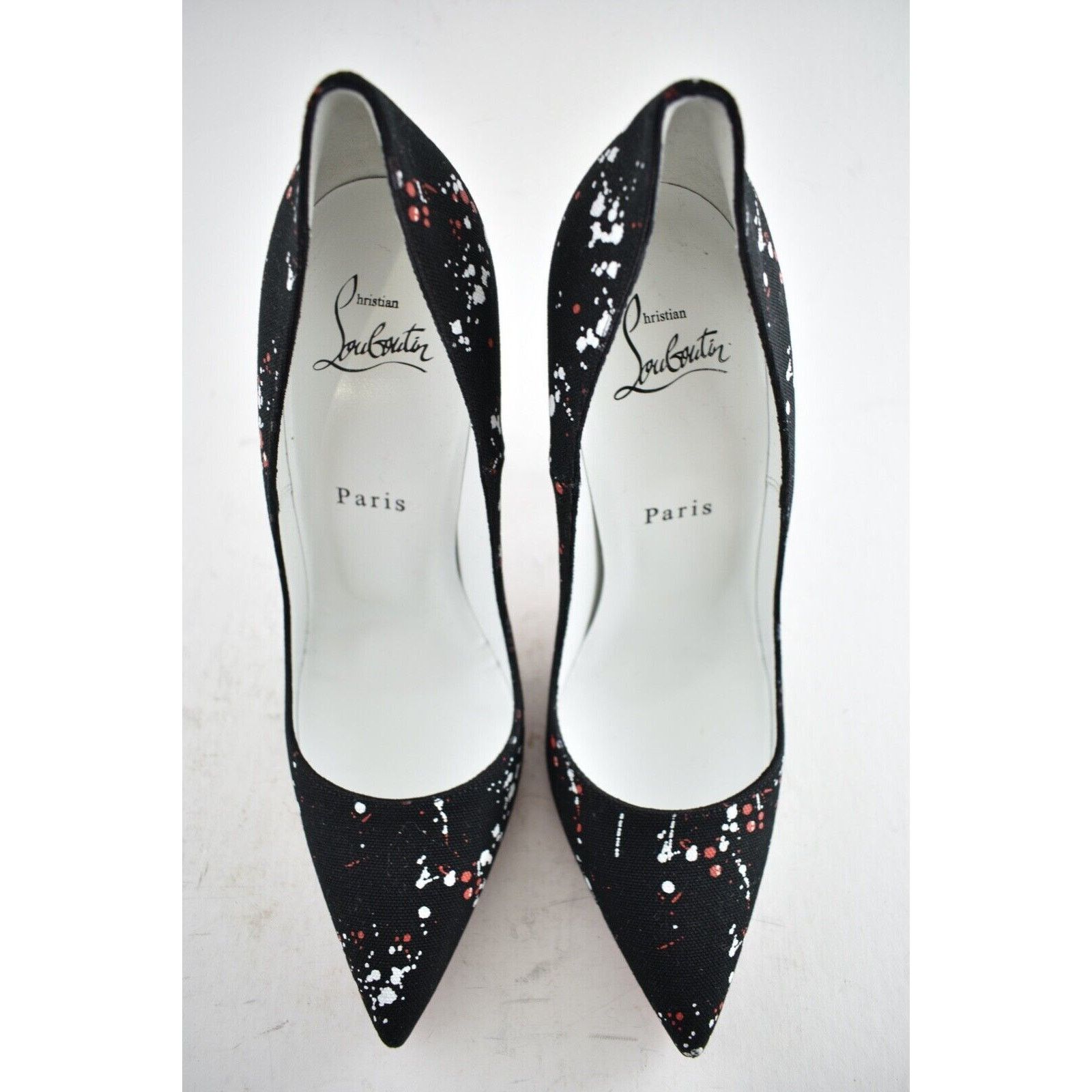 Christian Louboutin So Kate 120 Toile Splash Black Red White Heel Pump 39 Size US 9 / IT 39 - 7 Thumbnail