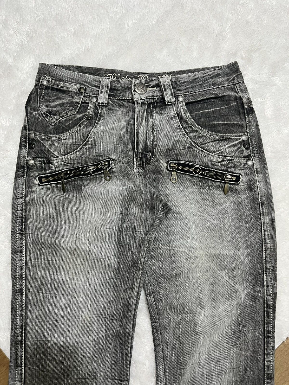 Other Blow By Blue Japanese Gothic Punk Zipper Washed Denim Jeans Size US 28 / EU 44 - 2 Thumbnail