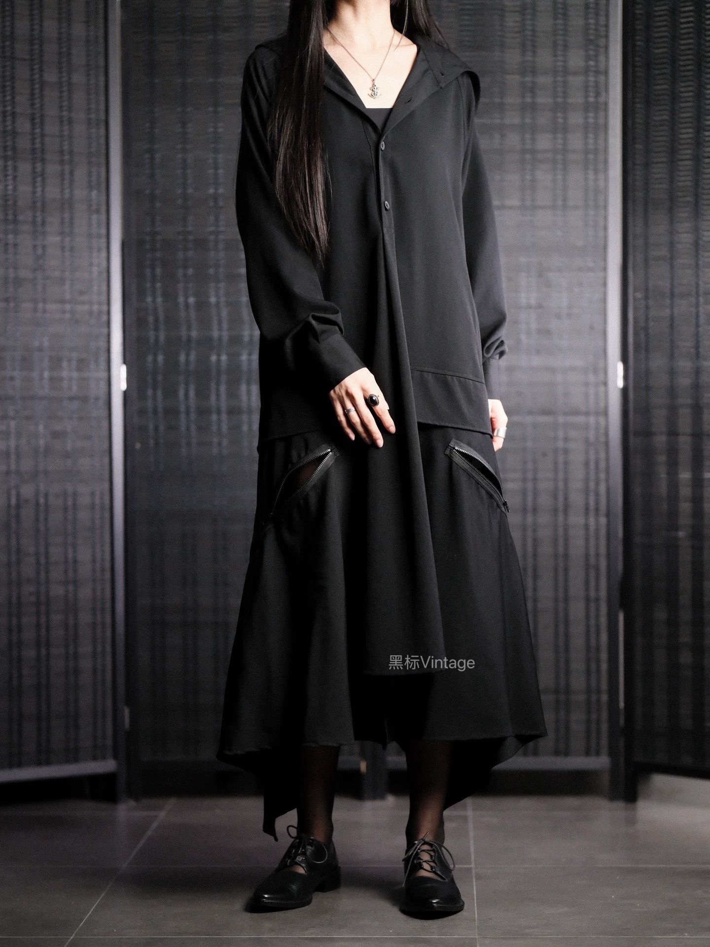 Yohji Yamamoto Yohji Yamamoto 19AW Vtg Pleated Zip Wool Dress Size S / US 4 / IT 40 - 1 Thumbnail