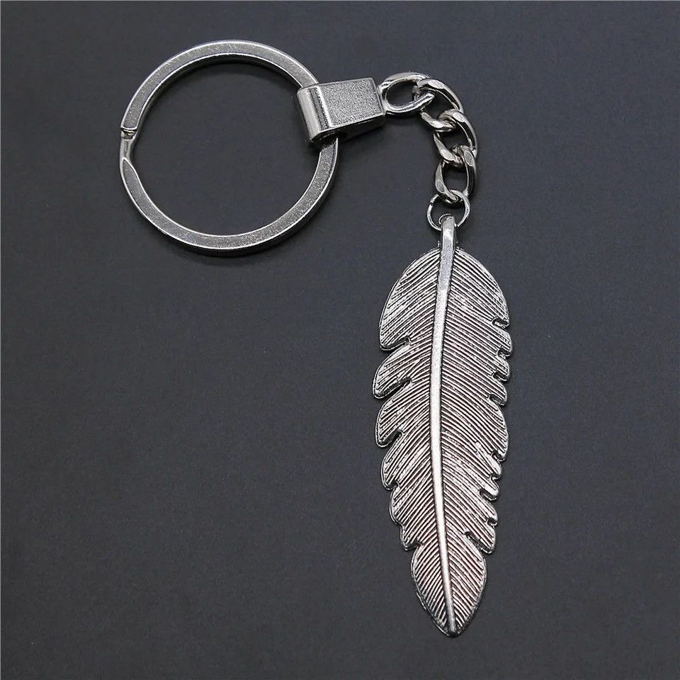 Vintage Retro Silver Feather Pendant Keychain Size ONE SIZE - 3 Thumbnail