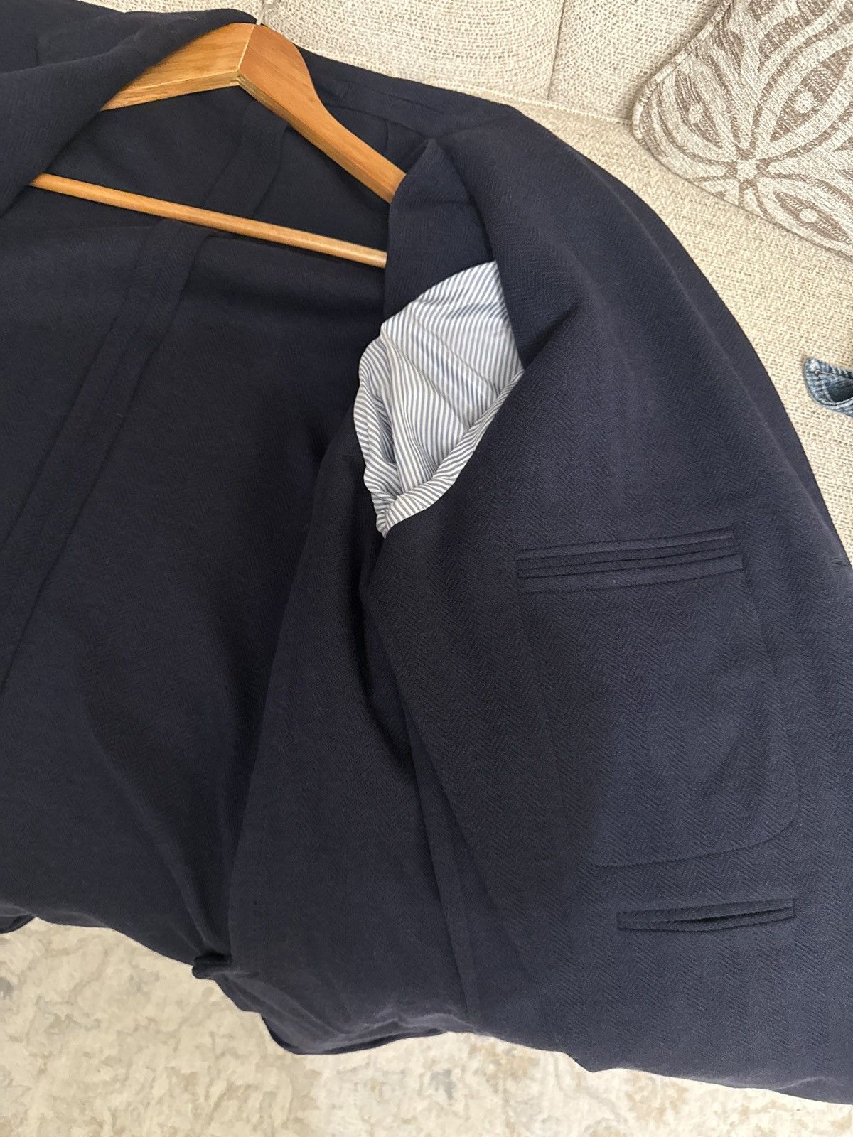 Drake's Drakes Navy Herringbone jacket blazer Size 46R - 10 Thumbnail