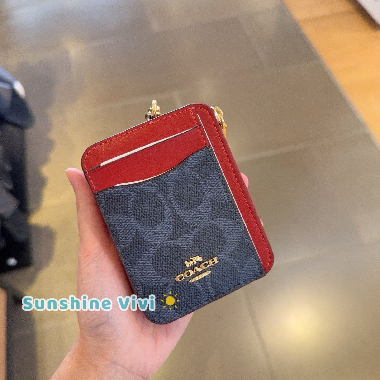 Coach NWT Coach CW883 Zip Card Case Canvas Denim/Bold Red Size ONE SIZE - 1 Thumbnail