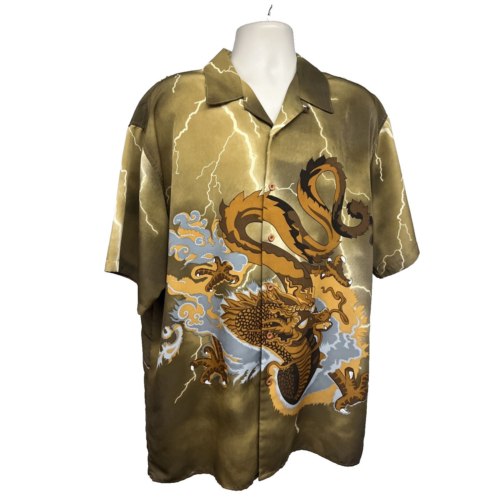 Vintage Vintage Streetwear Graphic Dragon Button Up Shirt Mens XL Size US XL / EU 56 / 4 - 4 Thumbnail