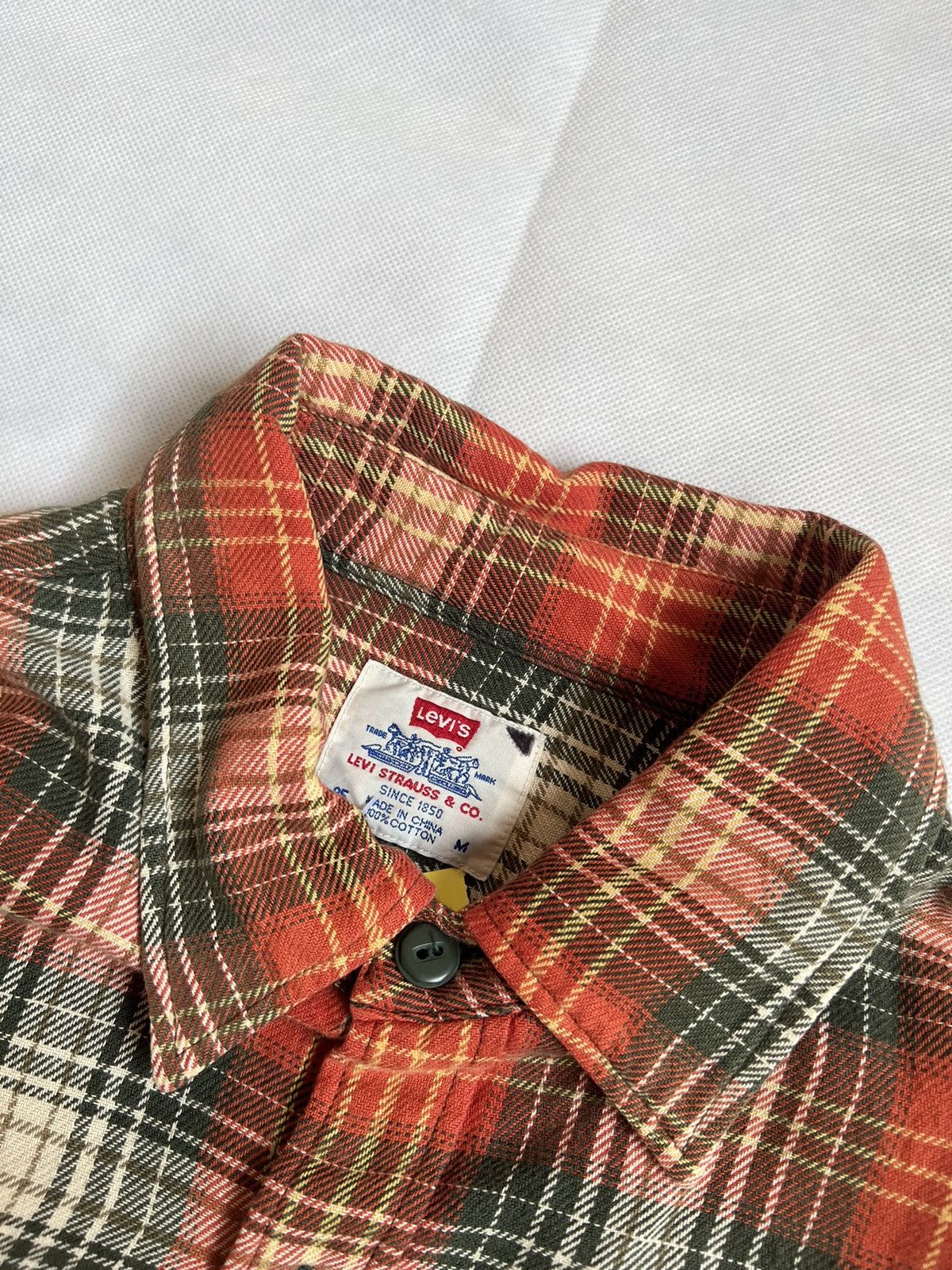 Levi's Vintage Levis Orange Plaid Button Up Flannel Shirt Size US M / EU 48-50 / 2 - 4 Thumbnail