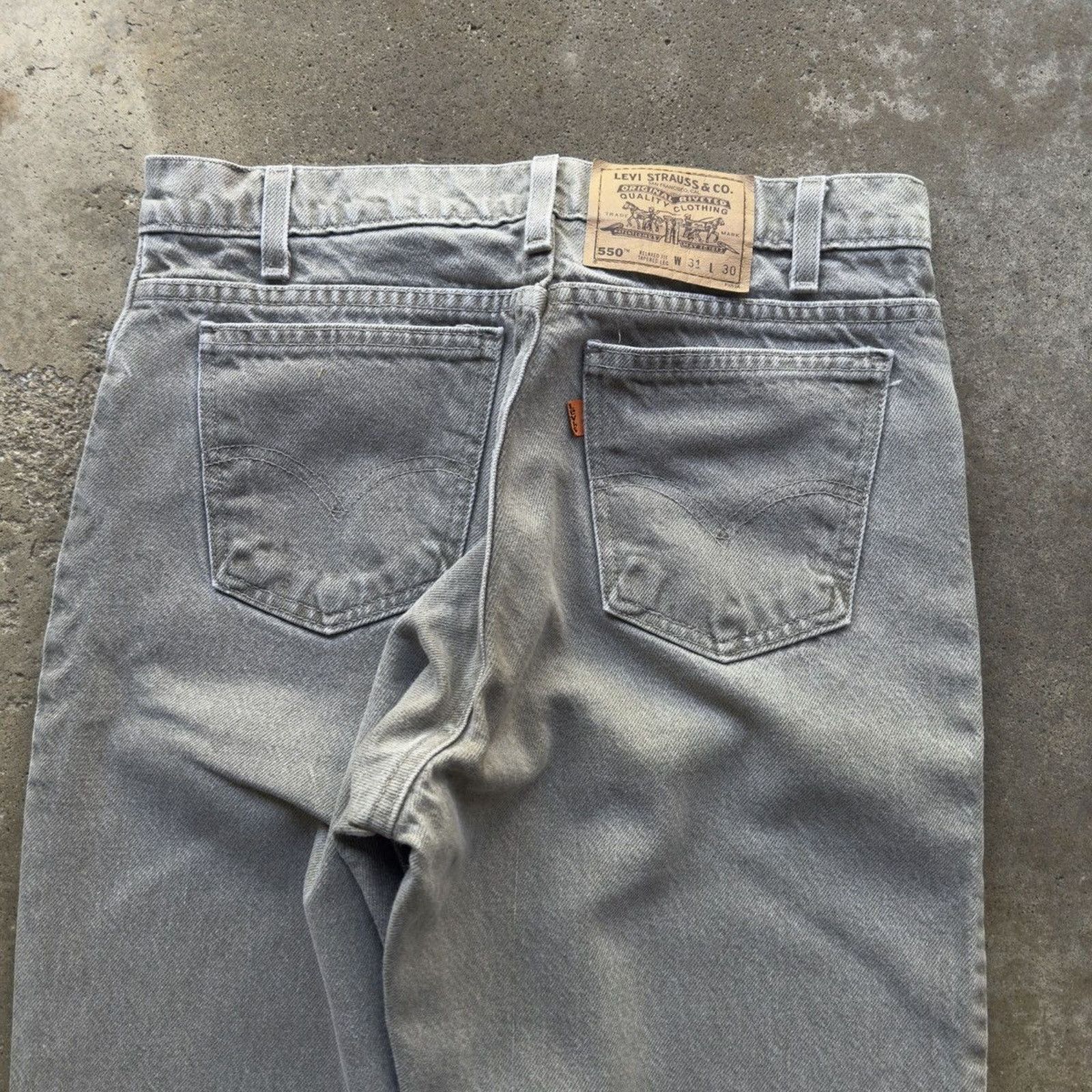 Levi's Vintage 90s Levi's 550 Grey Denim Jeans ERD Grunge Chrome Size US 31 - 7 Thumbnail