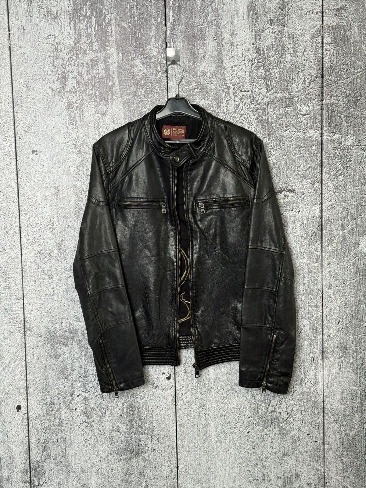 Wilsons Leather Vintage Wilsons Leather Black Biker Jacket Embroidered Flame Size US S / EU 44-46 / 1 - 20 Thumbnail