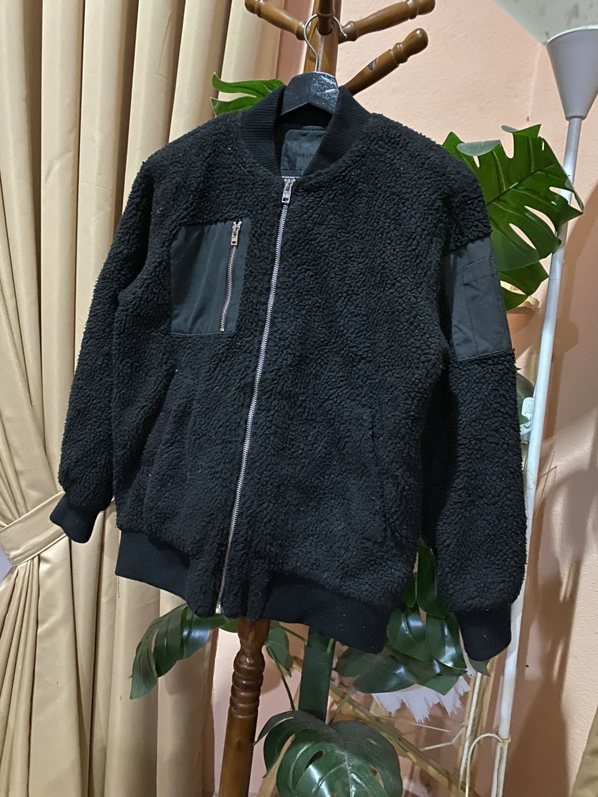 Japanese Brand Frank Stone Black Sherpa Fleece Bomber Jacket Korean Street Size US M / EU 48-50 / 2 - 4 Thumbnail