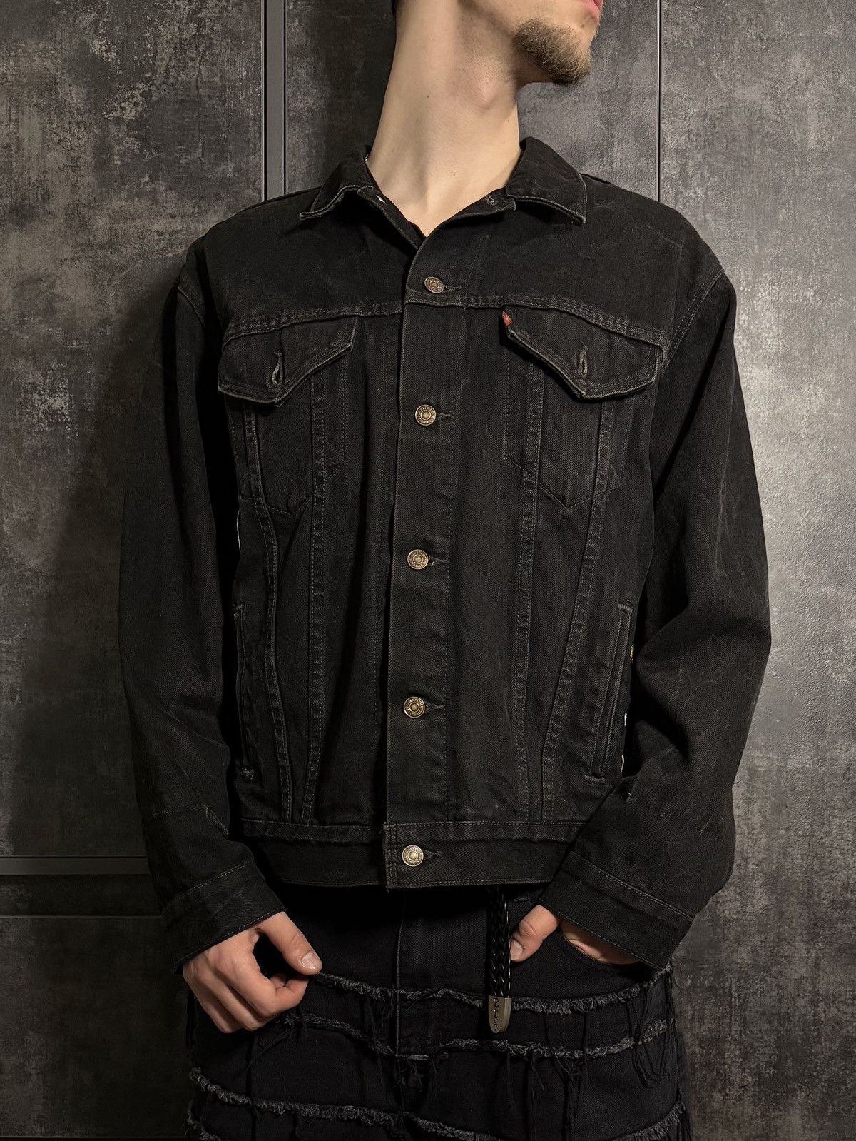Levi's Vinatge 80s Levis Patched Washed Denim Jacket Acne Hedi Raf Size US L / EU 52-54 / 3 - 4 Thumbnail