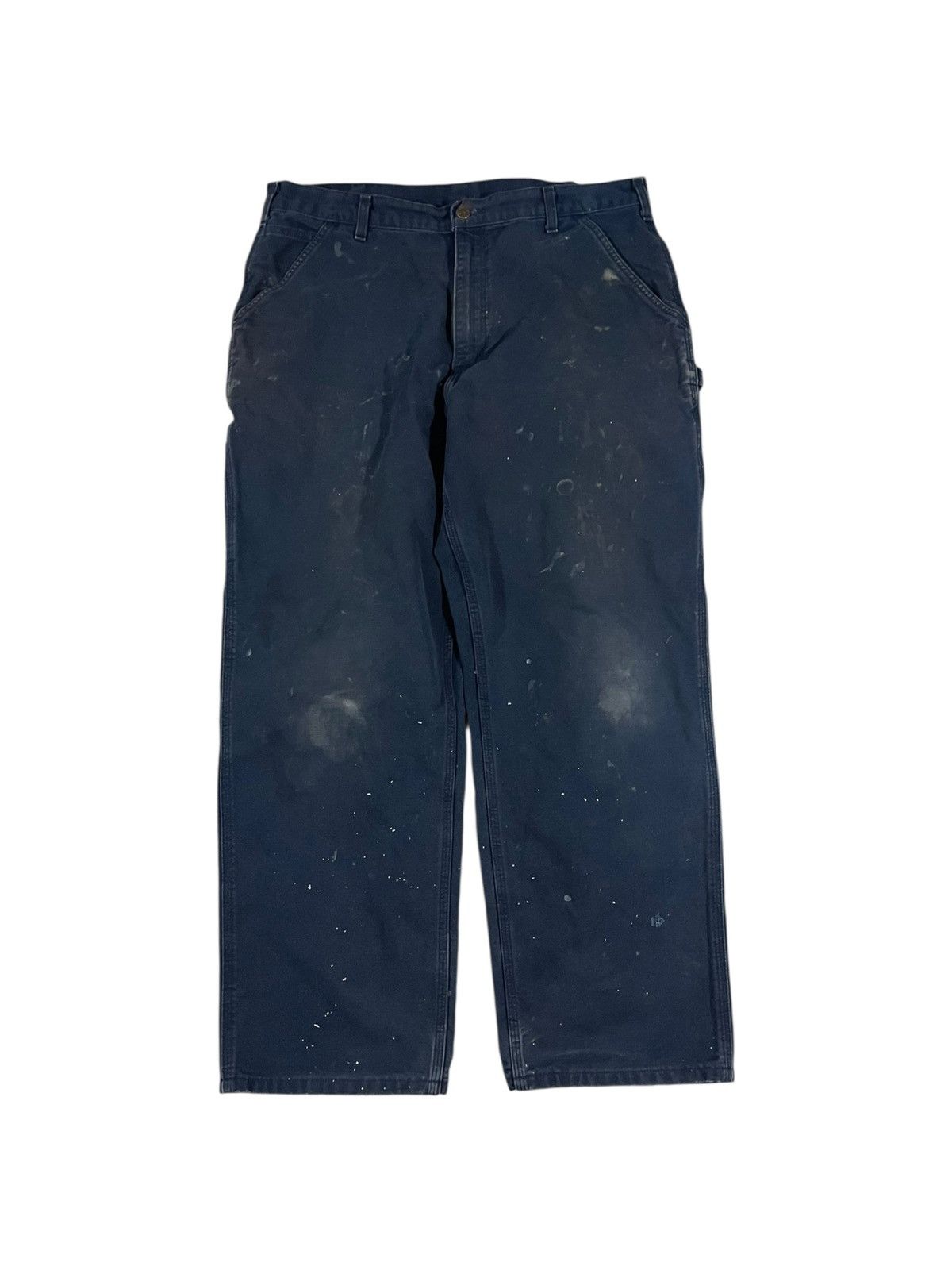 Carhartt Carhartt B11 MDT Work Pants Faded Painted Navy Blue Size US 37 - 1 Thumbnail