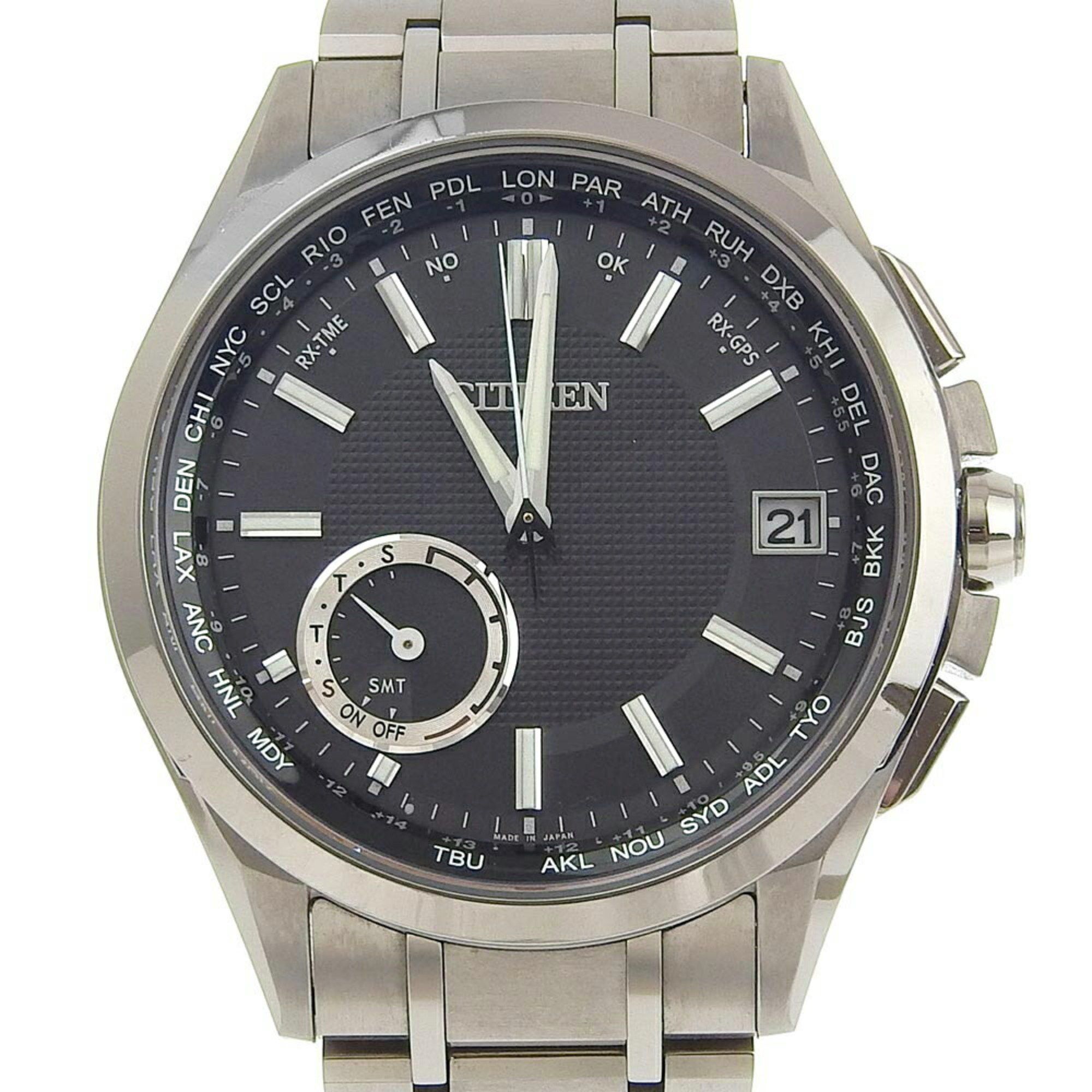 image of Citizen Atessa Eco-Drive Watch Gps F150-T021581 Titanium Solar Radio Black Dial Eco Drive Men's I22