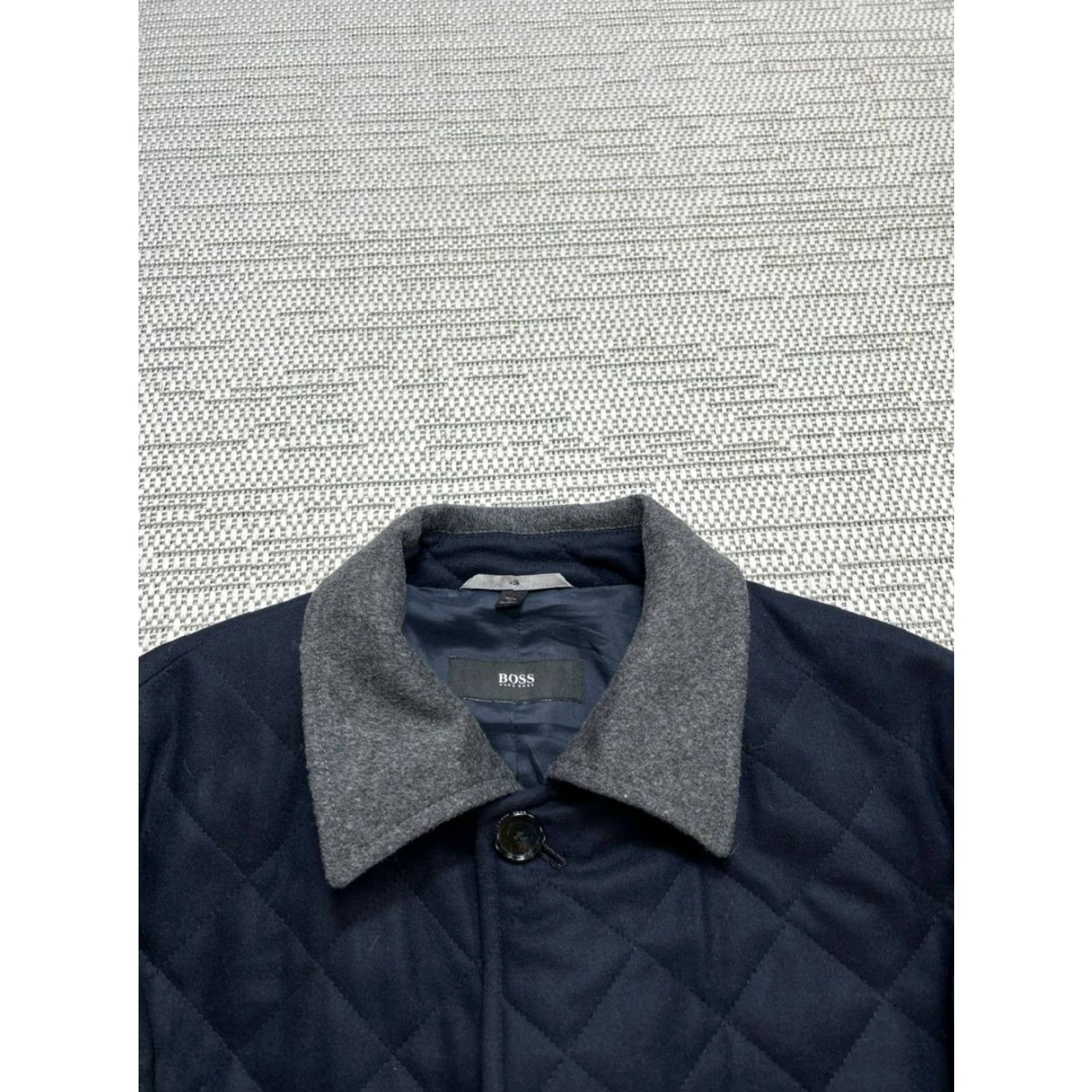 Hugo Boss HUGO BOSS Overcoat Mens 40 R Blue Wool Quilted Long Coat Winter Fall Business Casual Regular Insulation Wool Pattern Solid Jacket/Coat Stripes? Size US XXS / EU 40 - 2 Thumbnail