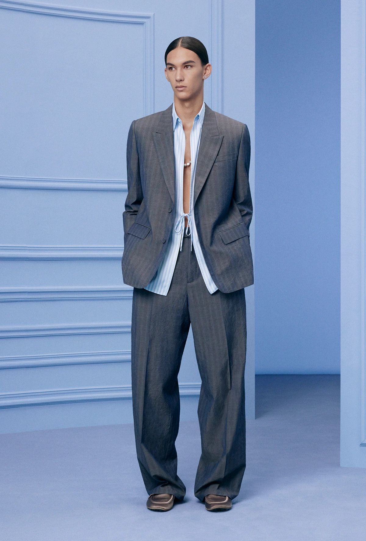 Dior o1bcso1str0226 Shirt with Ties in Blue Size US L / EU 52-54 / 3 - 7 Thumbnail