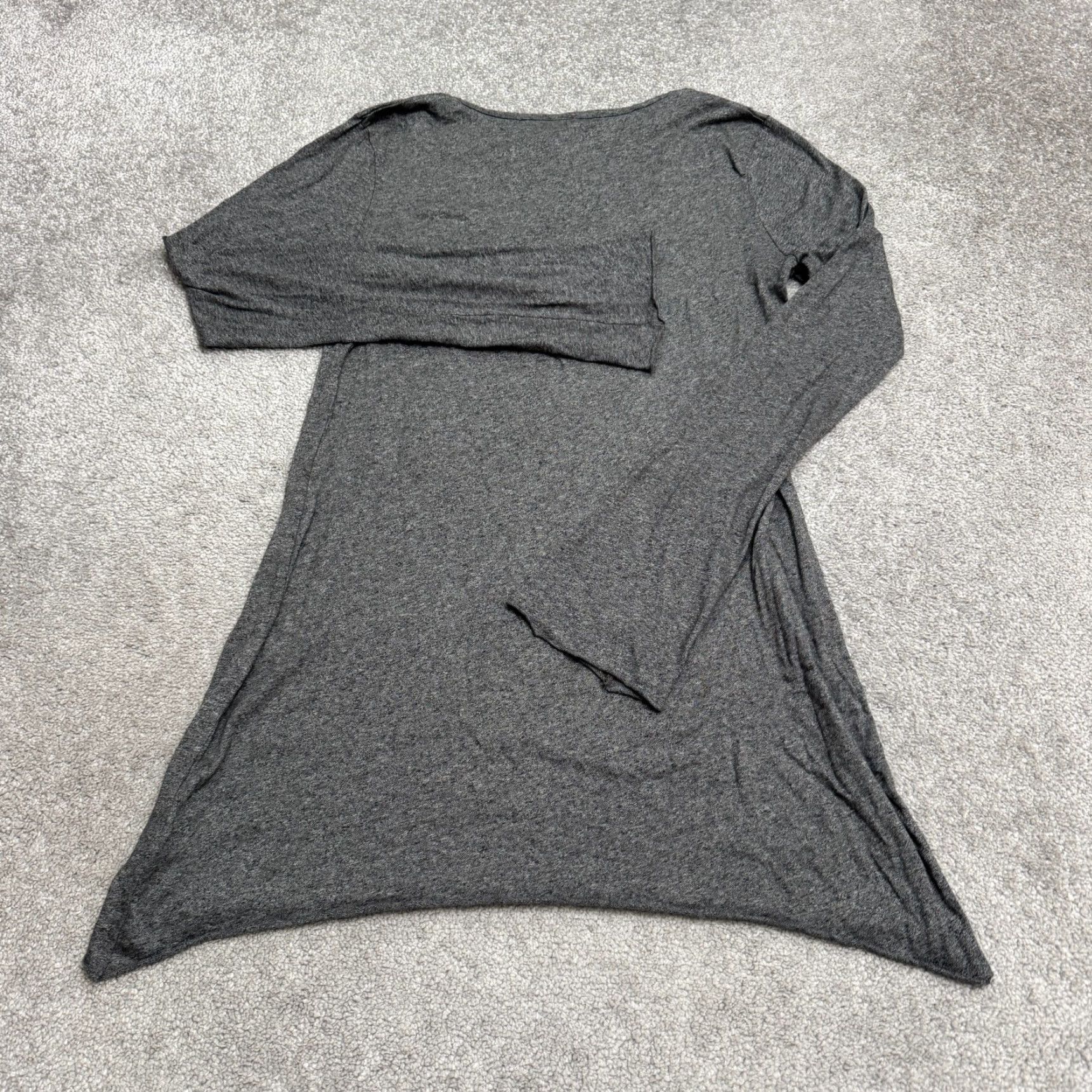 Vintage Bobi Blouse Womens Tunic Long Sleeve Gray Knit 100% Cotton Bell Sleeve Scoop Neck Casual Shirt Large Size L / US 10 / IT 46 - 2 Thumbnail