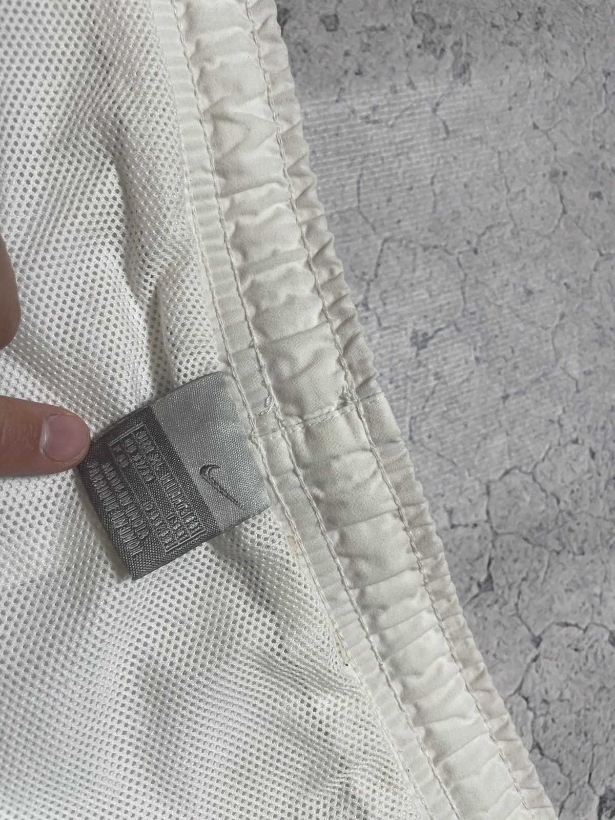 Nike × Vintage Vintage 00s Nike Nylon Shorts Swoosh Logo Drill Y2K White Size US 36 / EU 52 - 3 Thumbnail