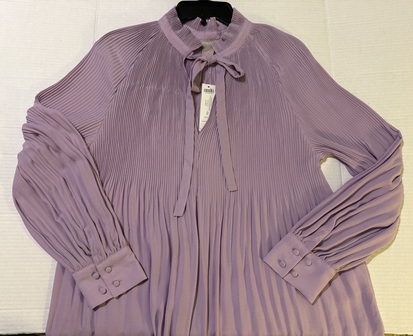Chicos Chicos Woman Pleated Icy Purple Mockneck Peasant Raglan Top Size L / US 10 / IT 46 - 12 Thumbnail