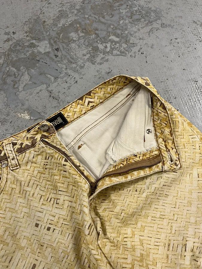 Roberto Cavalli 2000s Roberto Cavalli Wicker Basket Gradient Print Beige Pants Size US 31 - 9 Thumbnail