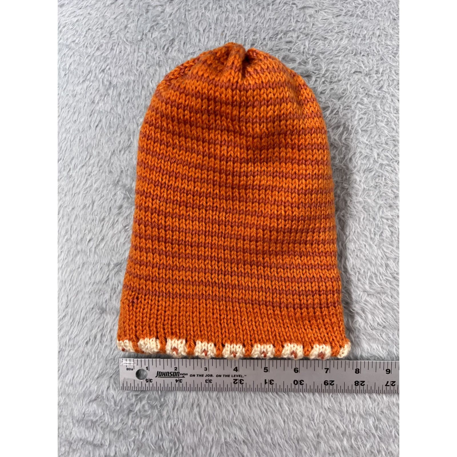 Vintage Handmade Beanie Toque Womens One Size Orange Crochet Knit Acrylic Flower Top - Hat - Women - Beanie - Orange - Crochet - Acrylic Knit - One Size Size ONE SIZE - 5 Thumbnail