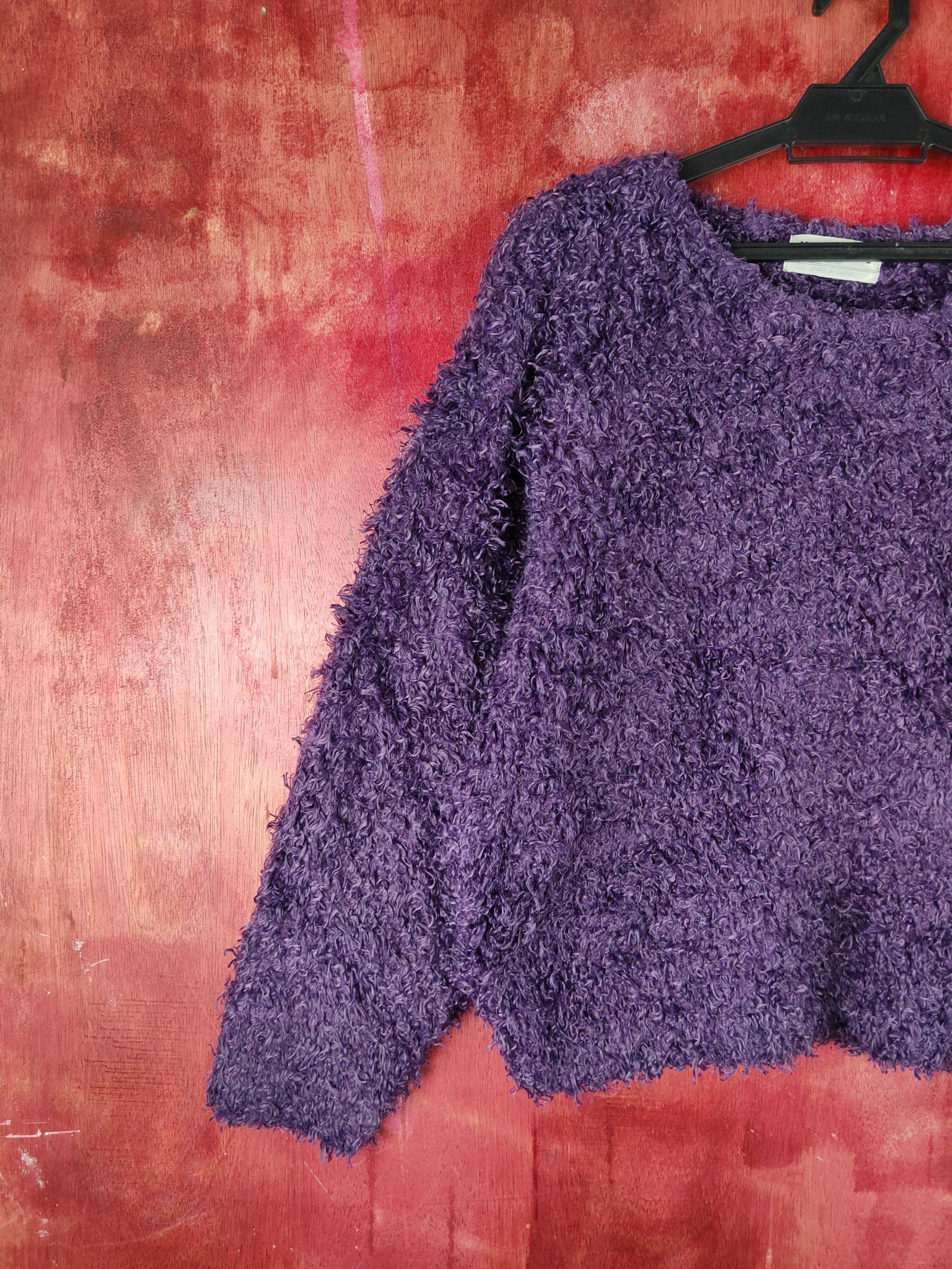 Vintage Mounue Purple Shag Shaggy Fur Mohair Knitwear #S1973 Size M / US 6-8 / IT 42-44 - 3 Thumbnail