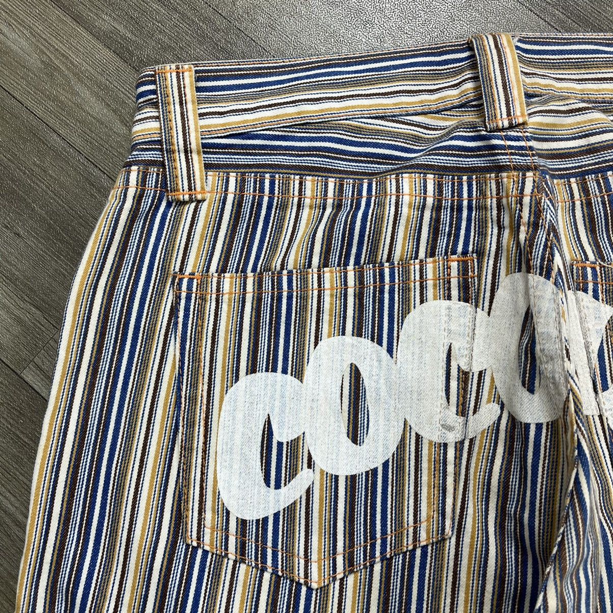 Japanese Brand 2000s Cocolulu Japan Printed Logo Gyaru Style Striped Jeans Size US 33 - 5 Thumbnail