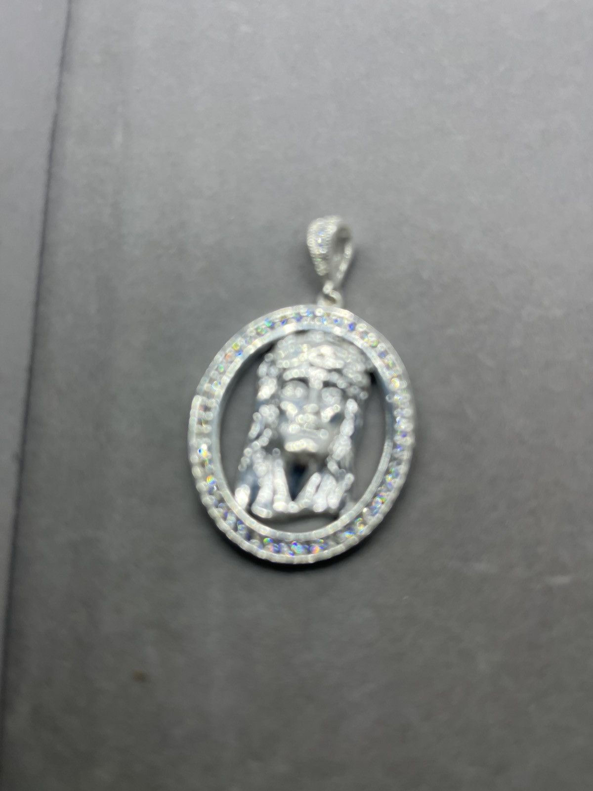 Sterling Silver Italian 925 Silver Jesus Pendant ICED Size ONE SIZE - 2 Thumbnail