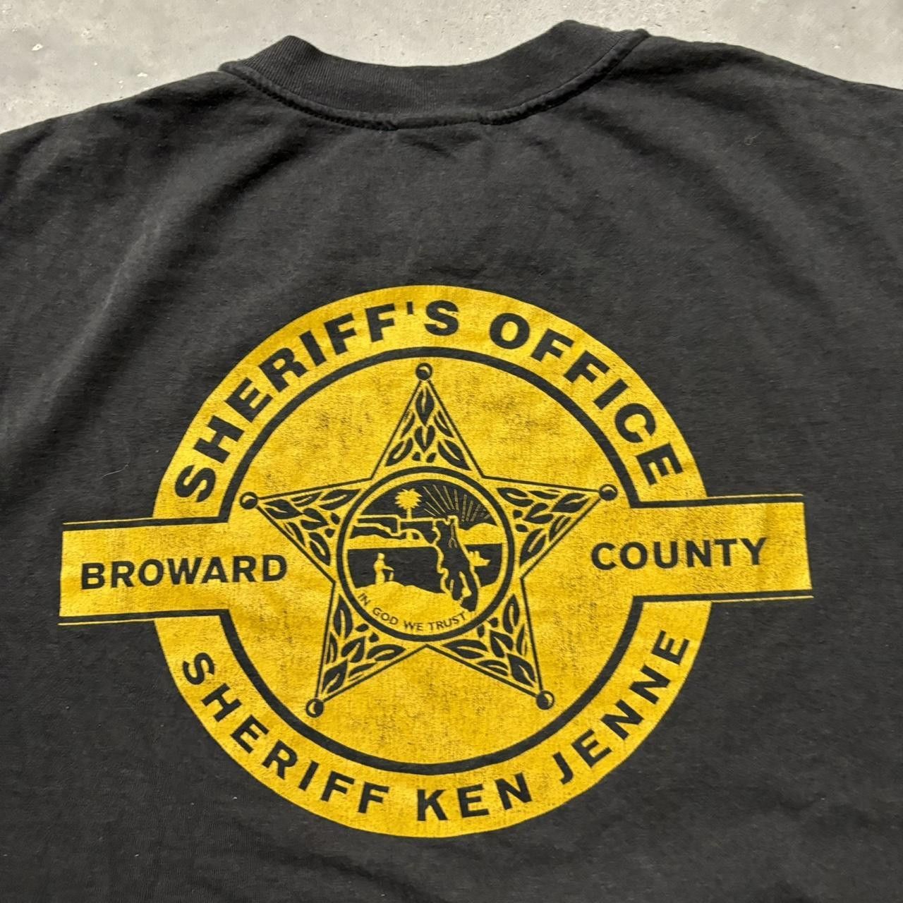 Japanese Brand × Vintage Crazy Vintage 90s Faded Broward Sheriff Opium Streetwear Graphic Tee! Size US L / EU 52-54 / 3 - 4 Thumbnail