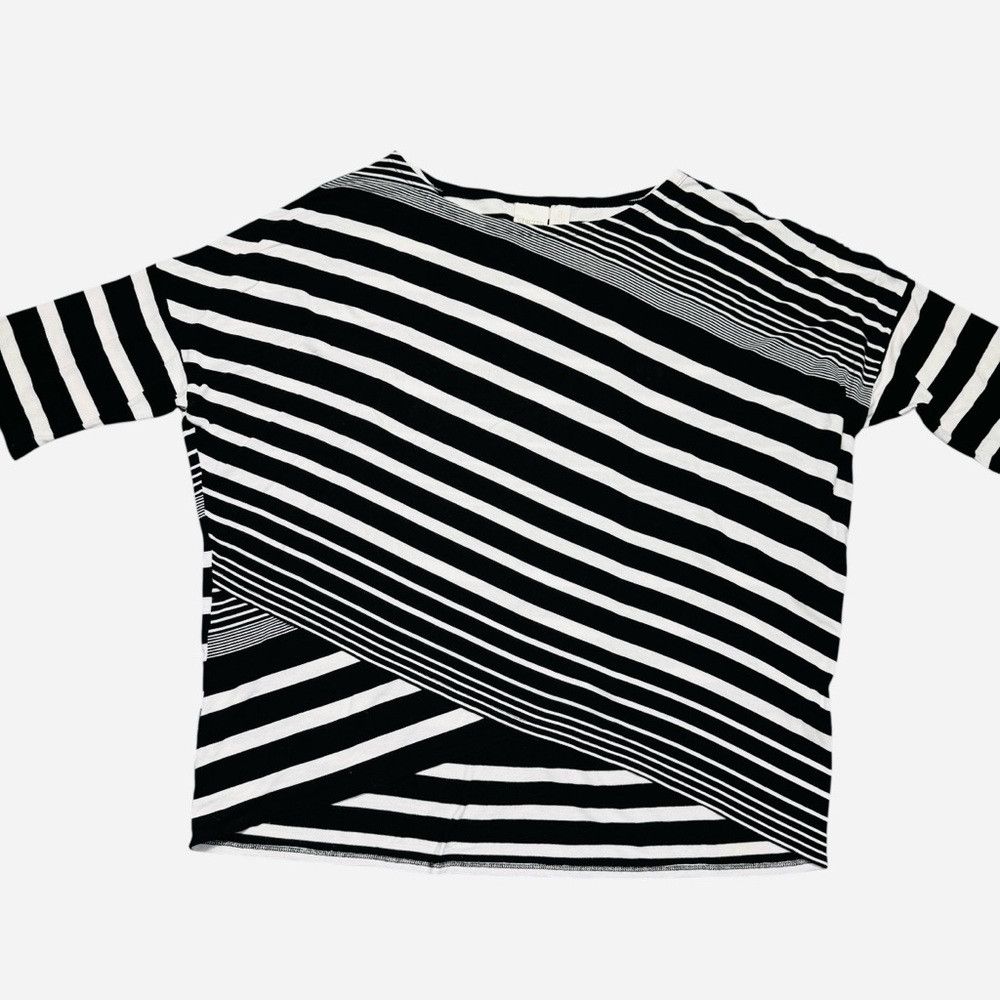 Chicos Chico's Striped Asymmetrical Hem 3/4 Sleeve Rayon Top Size Size L / US 10 / IT 46 - 5 Thumbnail