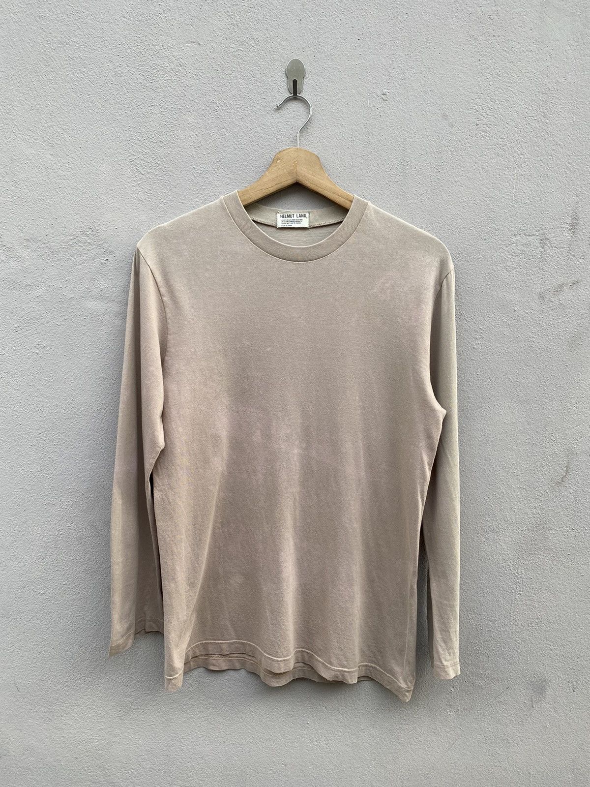 Helmut Lang Helmut Lang Desert Khaki Longsleeve Plain Tshirt Size US S / EU 44-46 / 1 - 1 Thumbnail