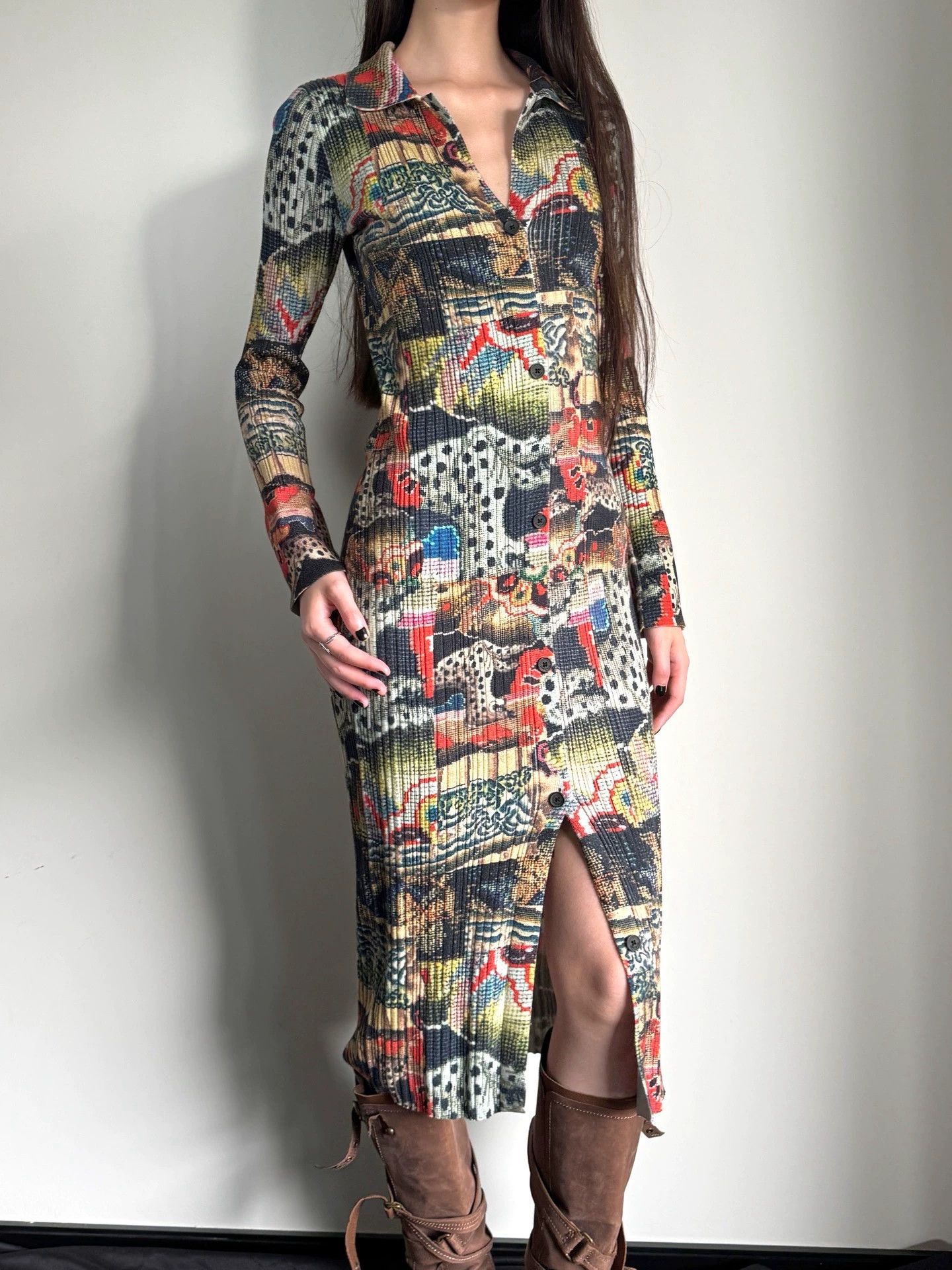 Desigual Desigual Stretch Stand-Collar Printed Knit Dress Size S Size S / US 4 / IT 40 - 7 Thumbnail