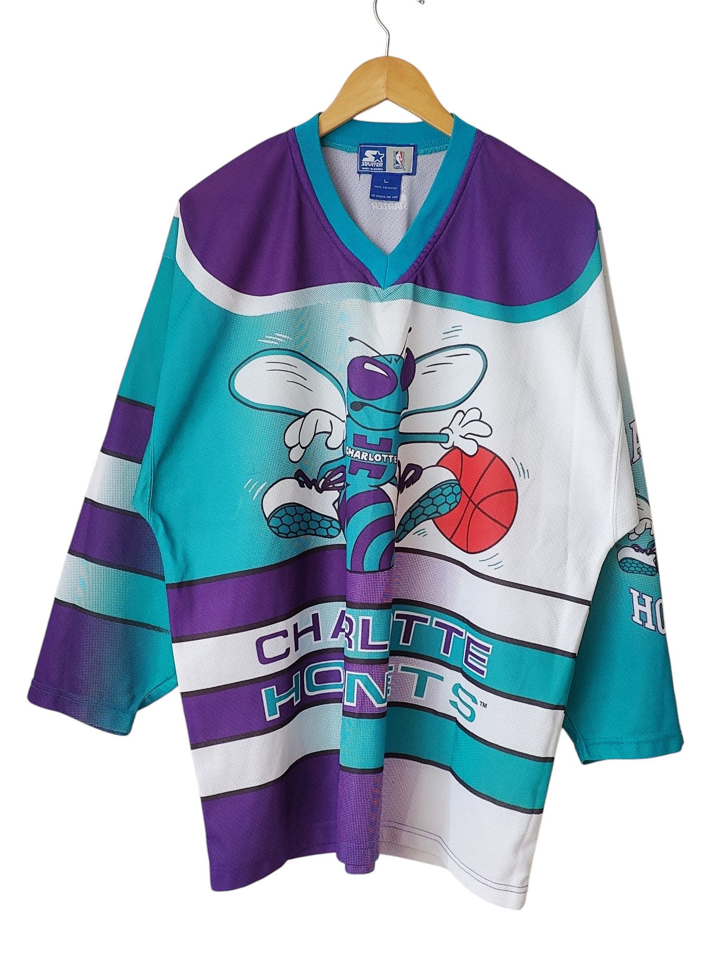 NBA Starter Vintage RARE Charlotte Hornets Starter Vintage 90s Full Print Jersey Grailed