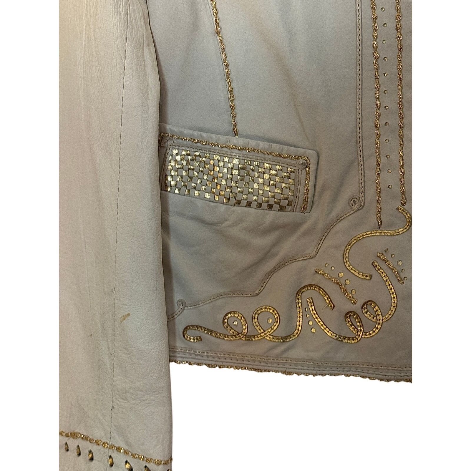 Roberto Cavalli ROBERTO CAVALLI Women Leather Jacket Beige Size S / US 4 / IT 40 - 6 Thumbnail